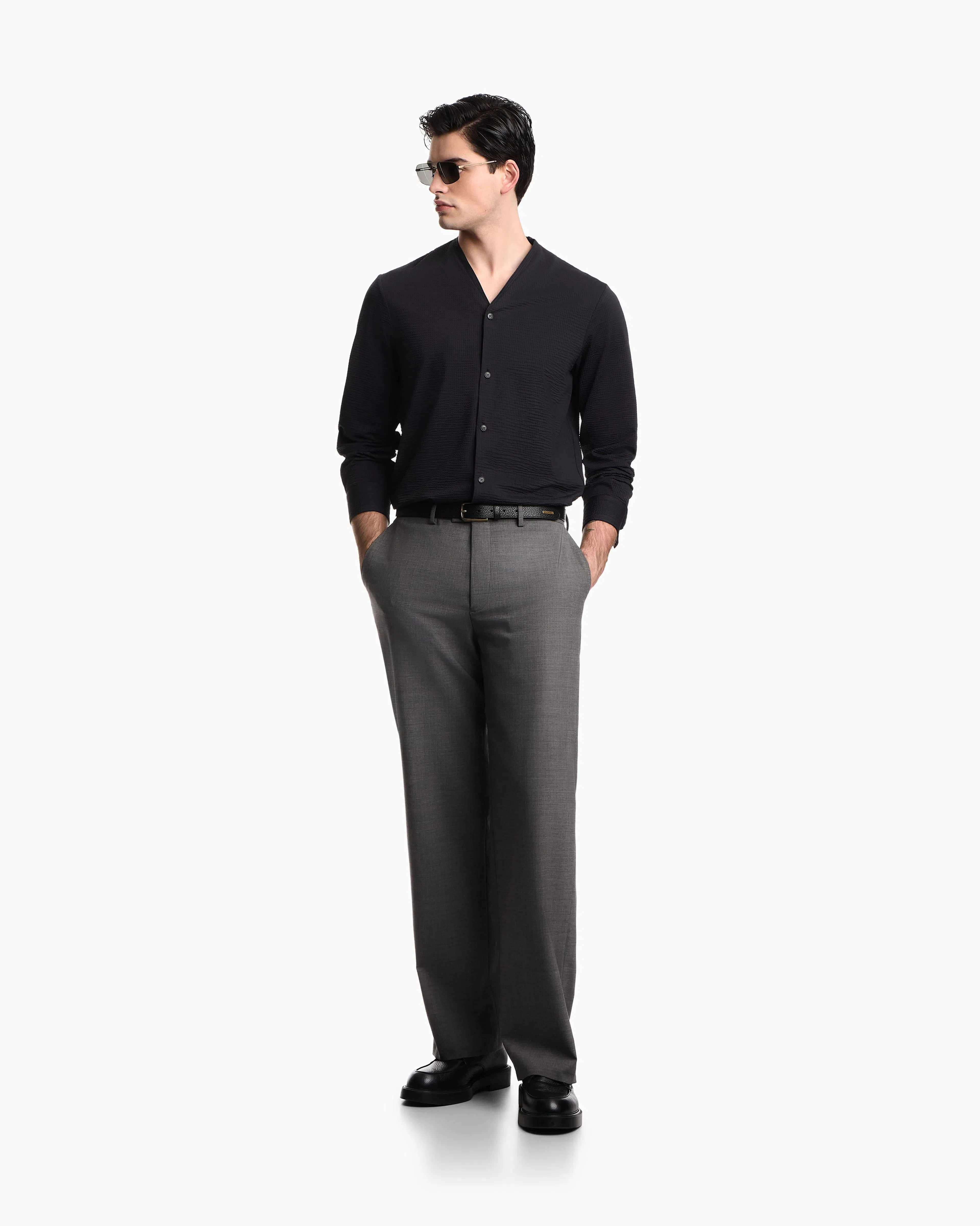 Emporio Armani Soft-finish stretch wool-canvas trousers
