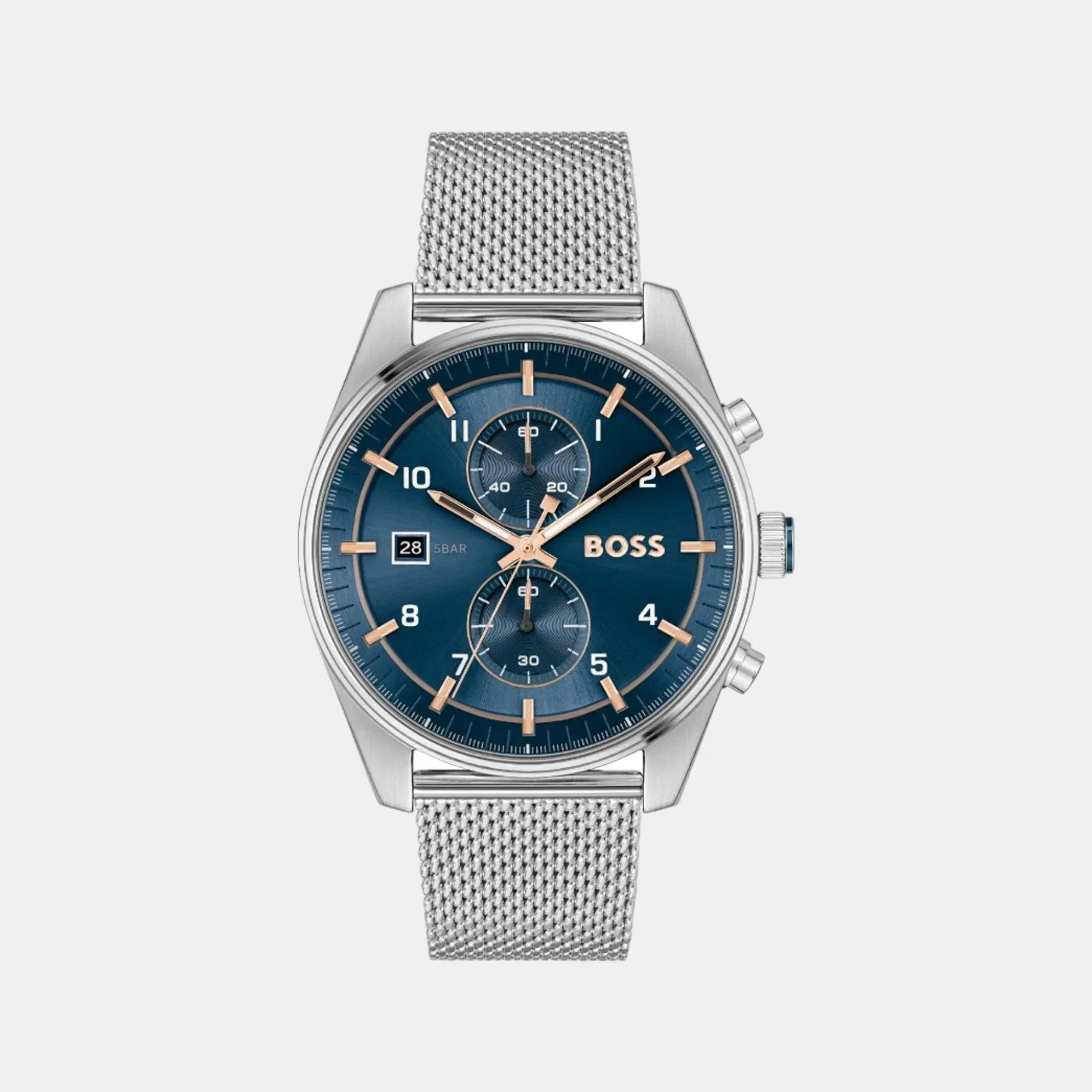 Boss Skytraveller Men Quartz Blue Dial Chronograph Stainless Steel Watch 1514149