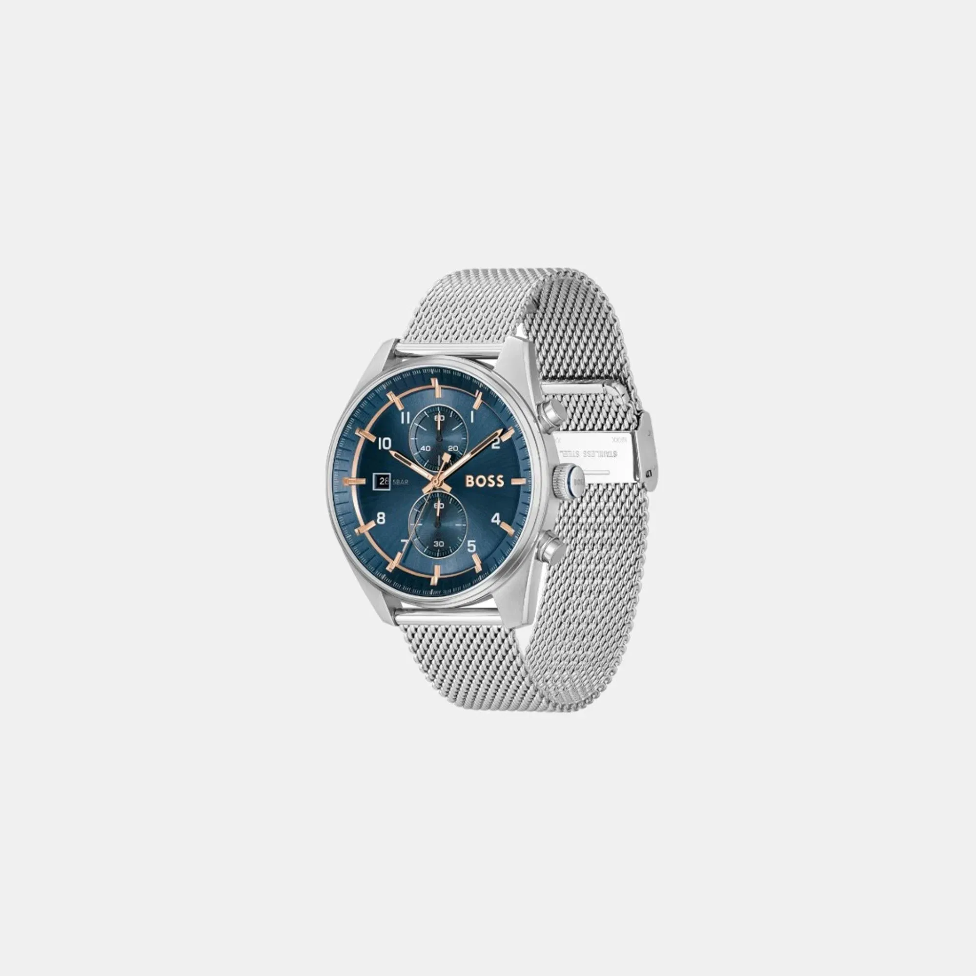 Boss Skytraveller Men Quartz Blue Dial Chronograph Stainless Steel Watch 1514149