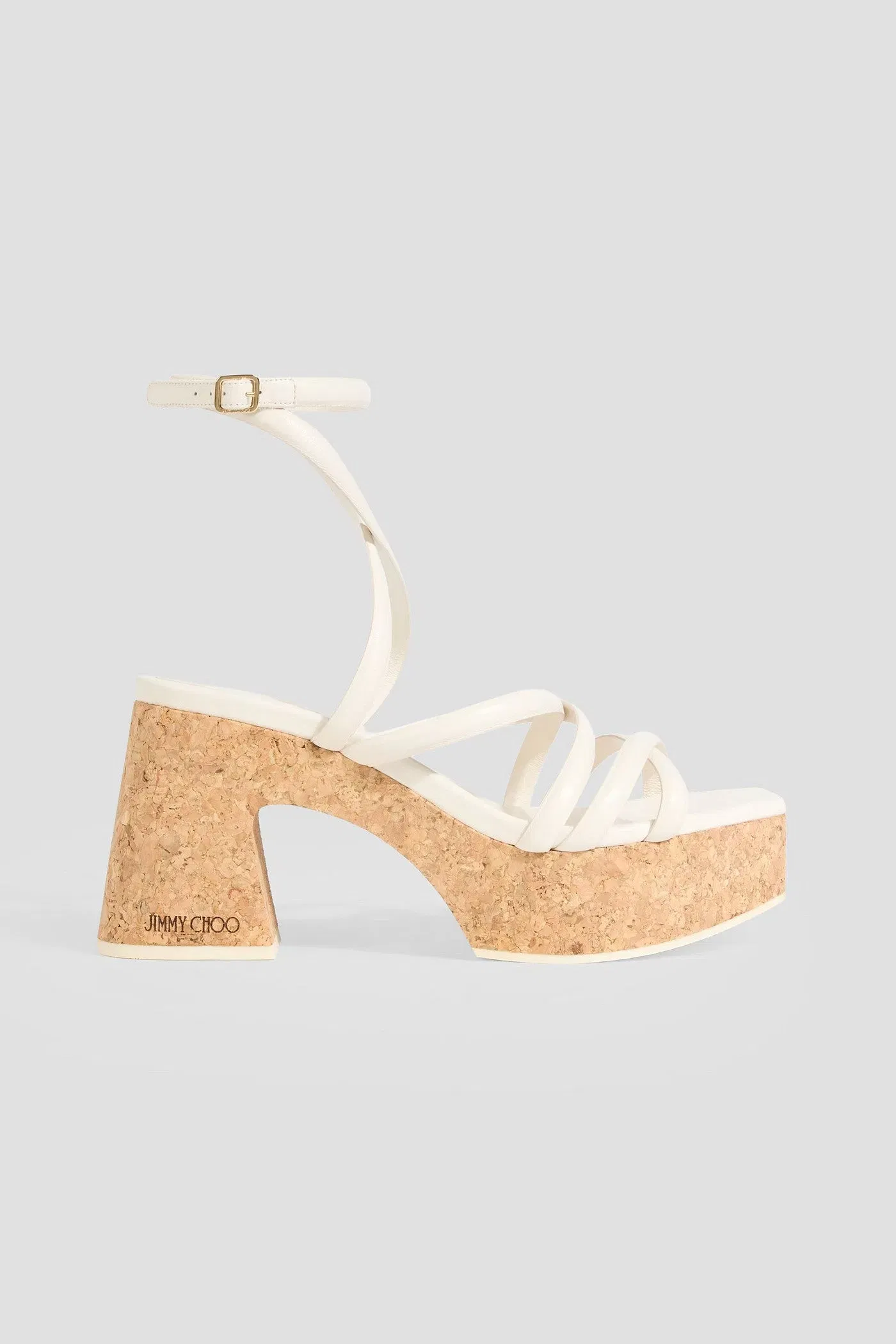 Jimmy Choo Cecelia 95 Leather Platform Sandals Off-White Women's