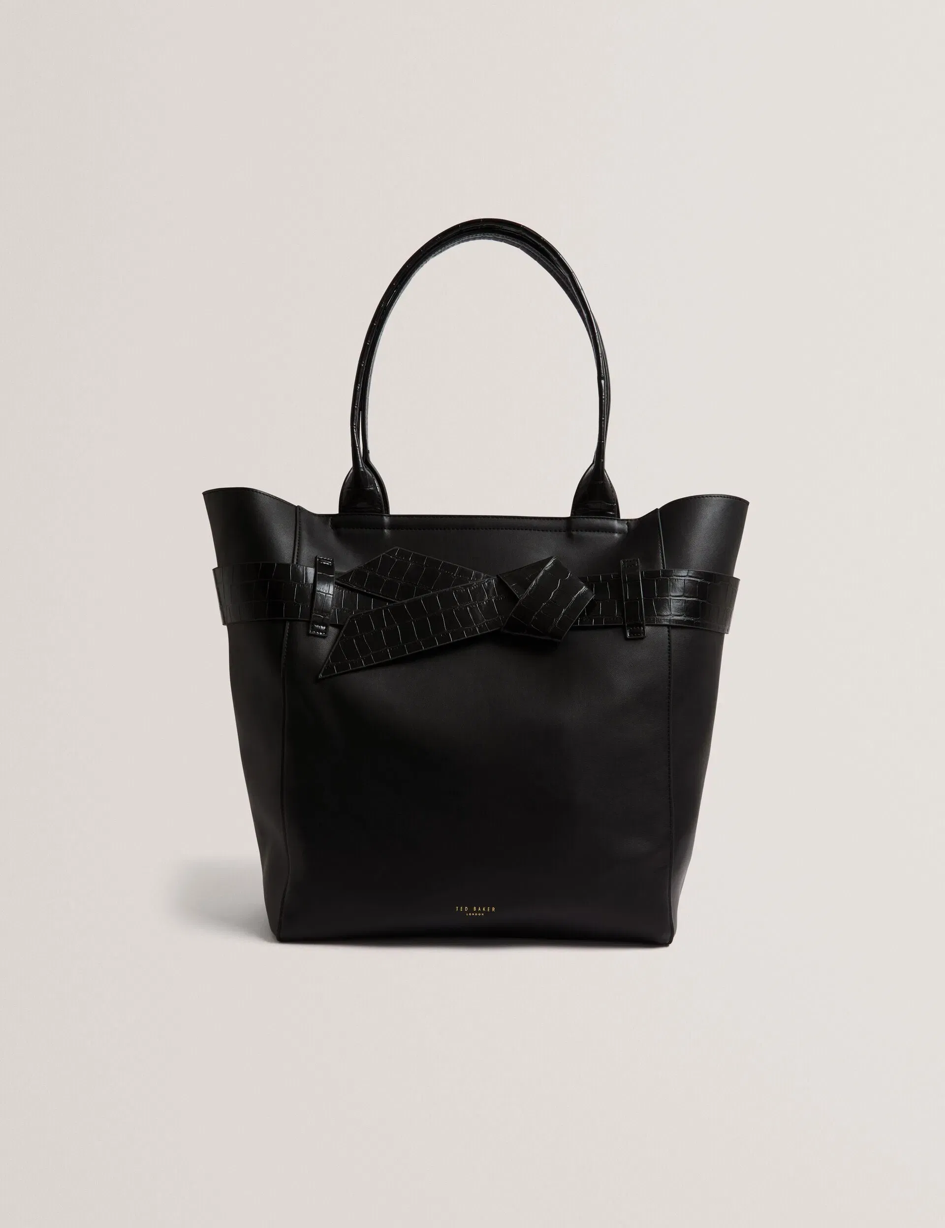 Ted Baker Jjoslyn Croc Bow Trim Faux Leather Tote Bag In Black Women's