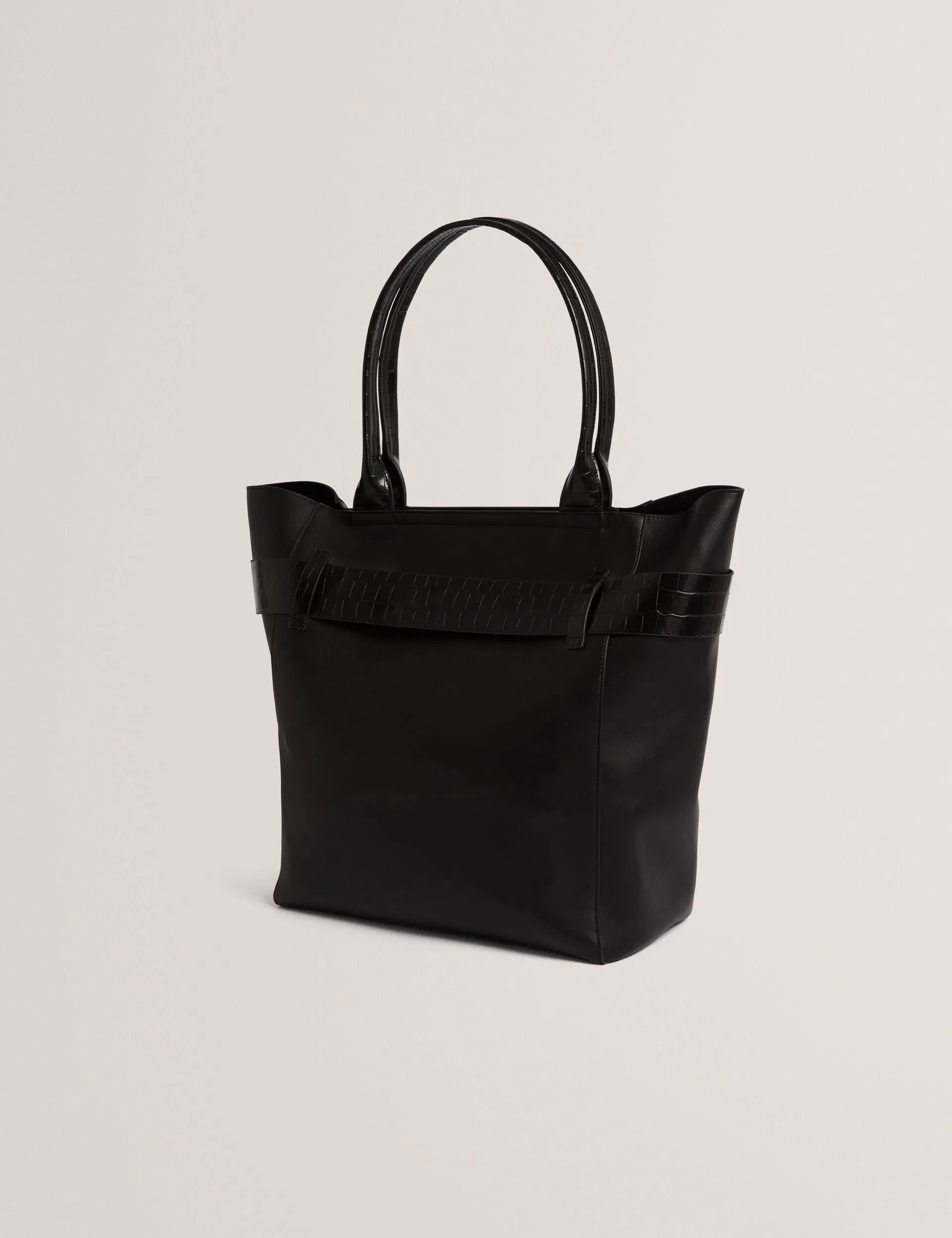 Ted Baker Jjoslyn Croc Bow Trim Faux Leather Tote Bag In Black Women's
