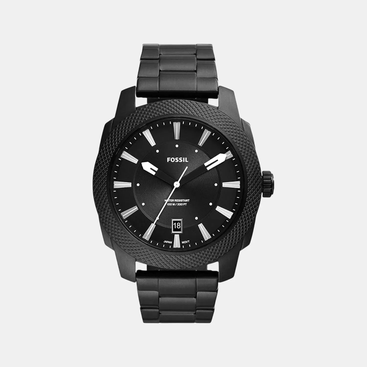 Fossil Machine Men Quartz Black Dial Analog Stainless Steel Watch Fs5971