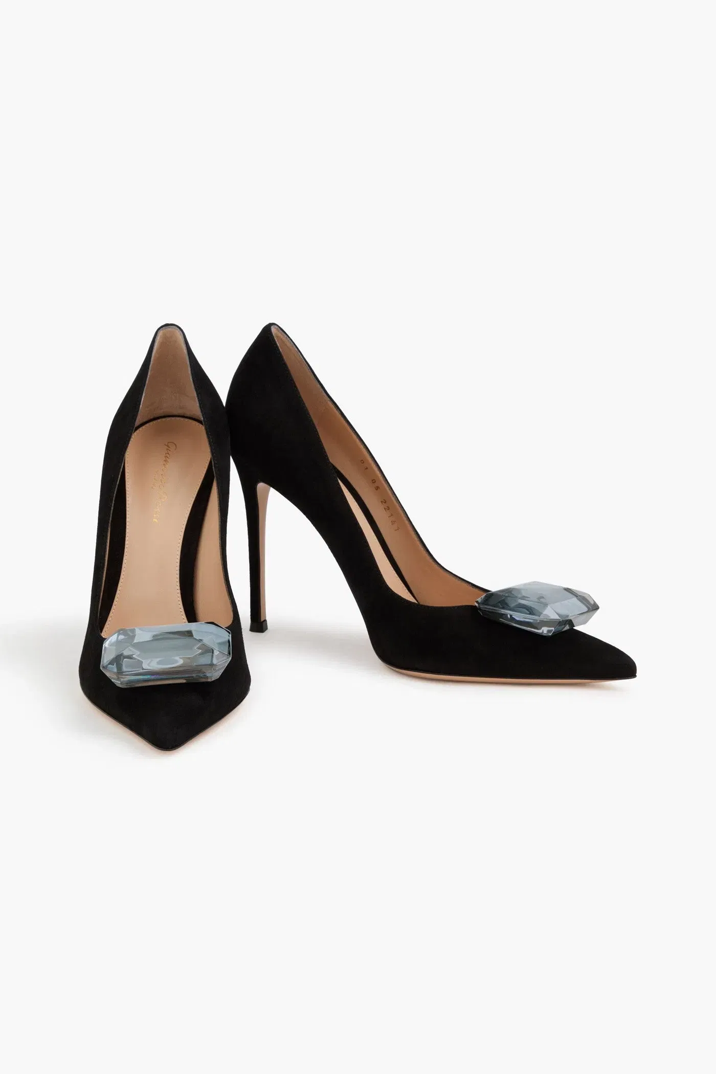 Gianvito Rossi Jaipur Embellished Suede Pumps Black Women's