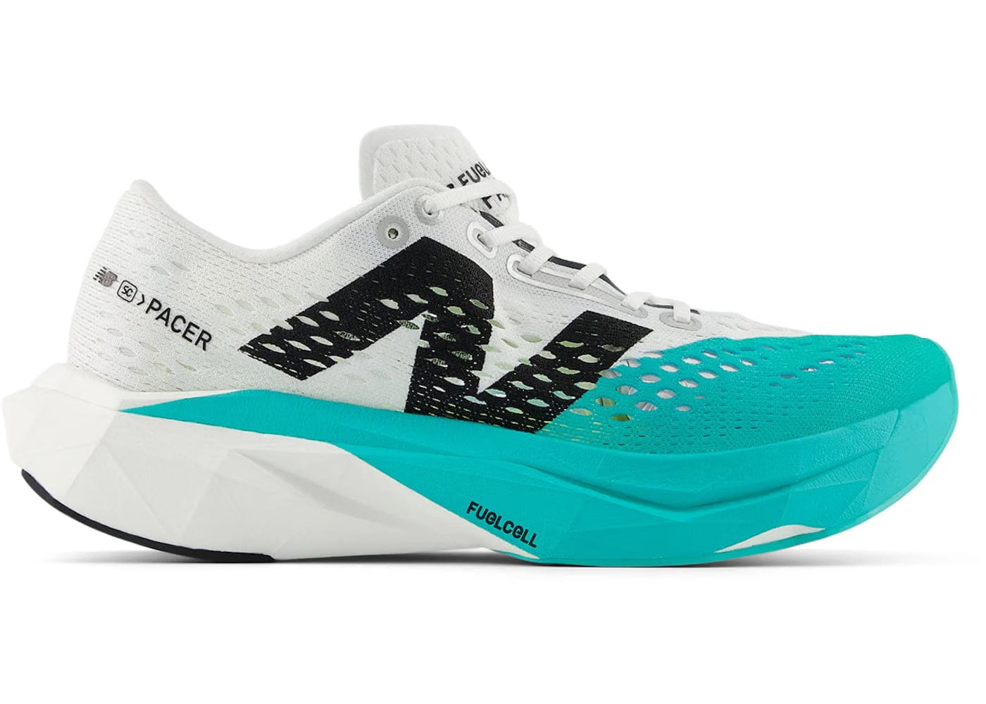 New Balance Fuelcell Supercomp Pacer V2 White Cyber Jade Black Womens