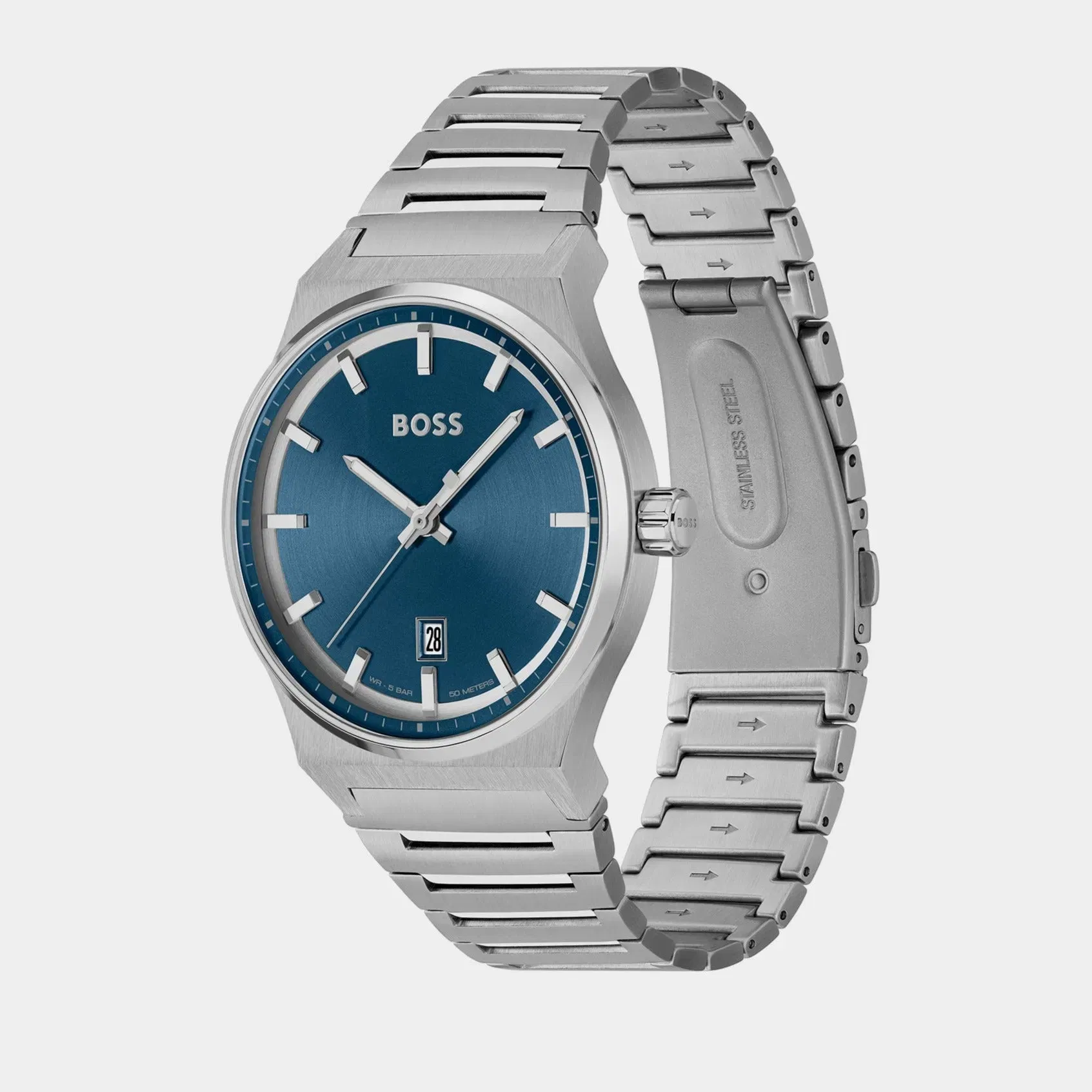 Boss Candor Men Quartz Blue Dial Analog Stainless Steel Watch 1514076
