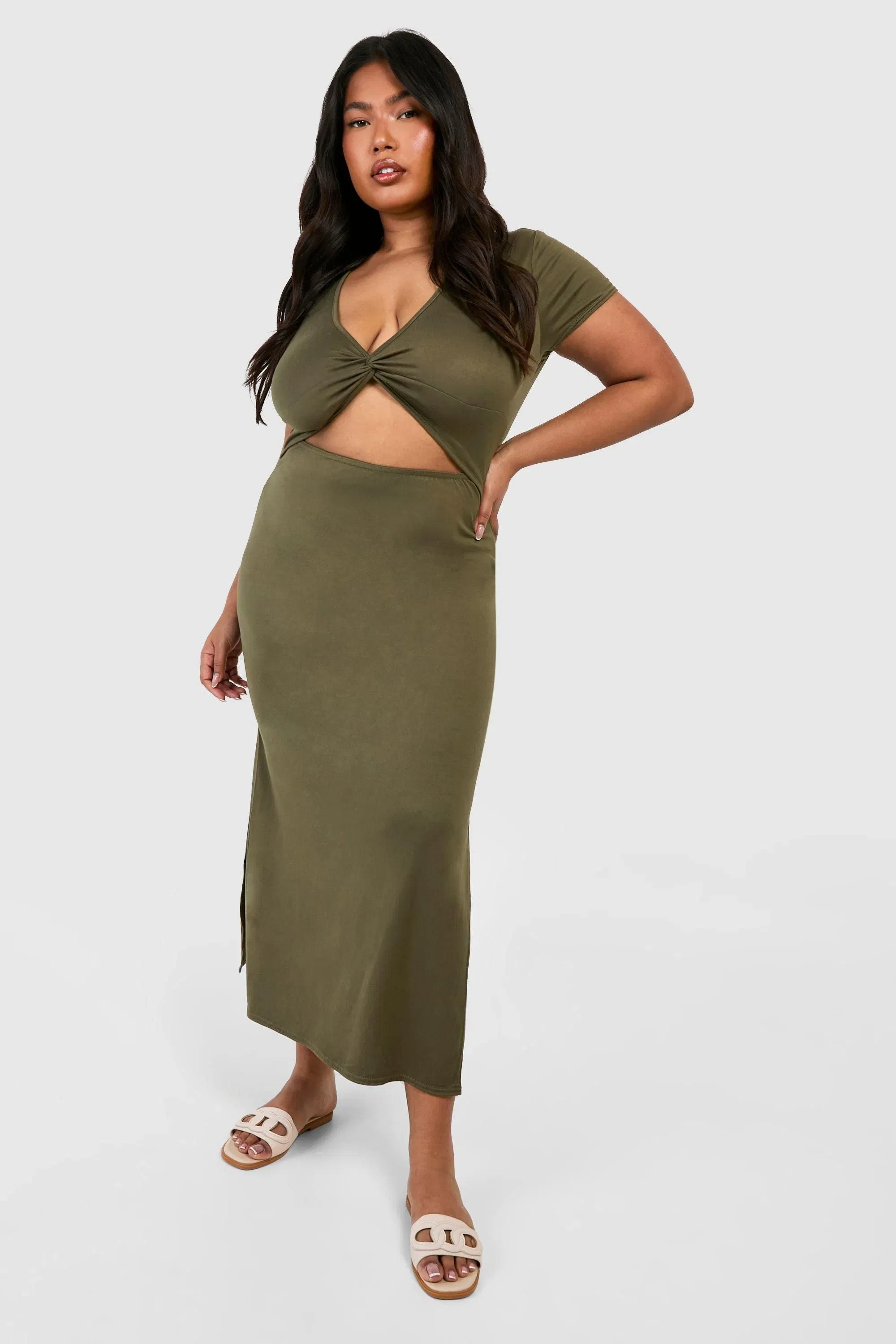 Plus Super Soft Jersey Twist Front Midaxi Dress