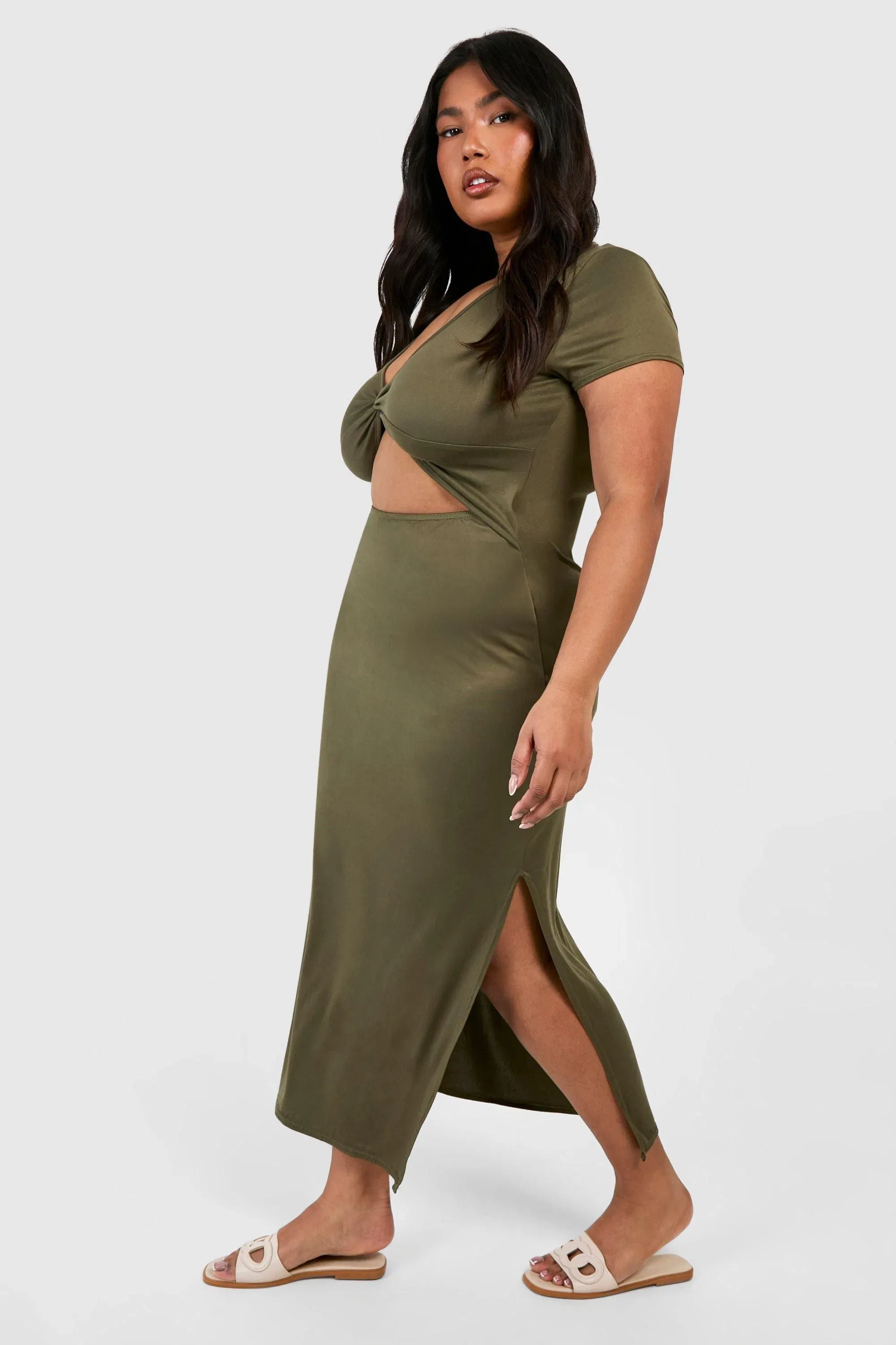 Plus Super Soft Jersey Twist Front Midaxi Dress