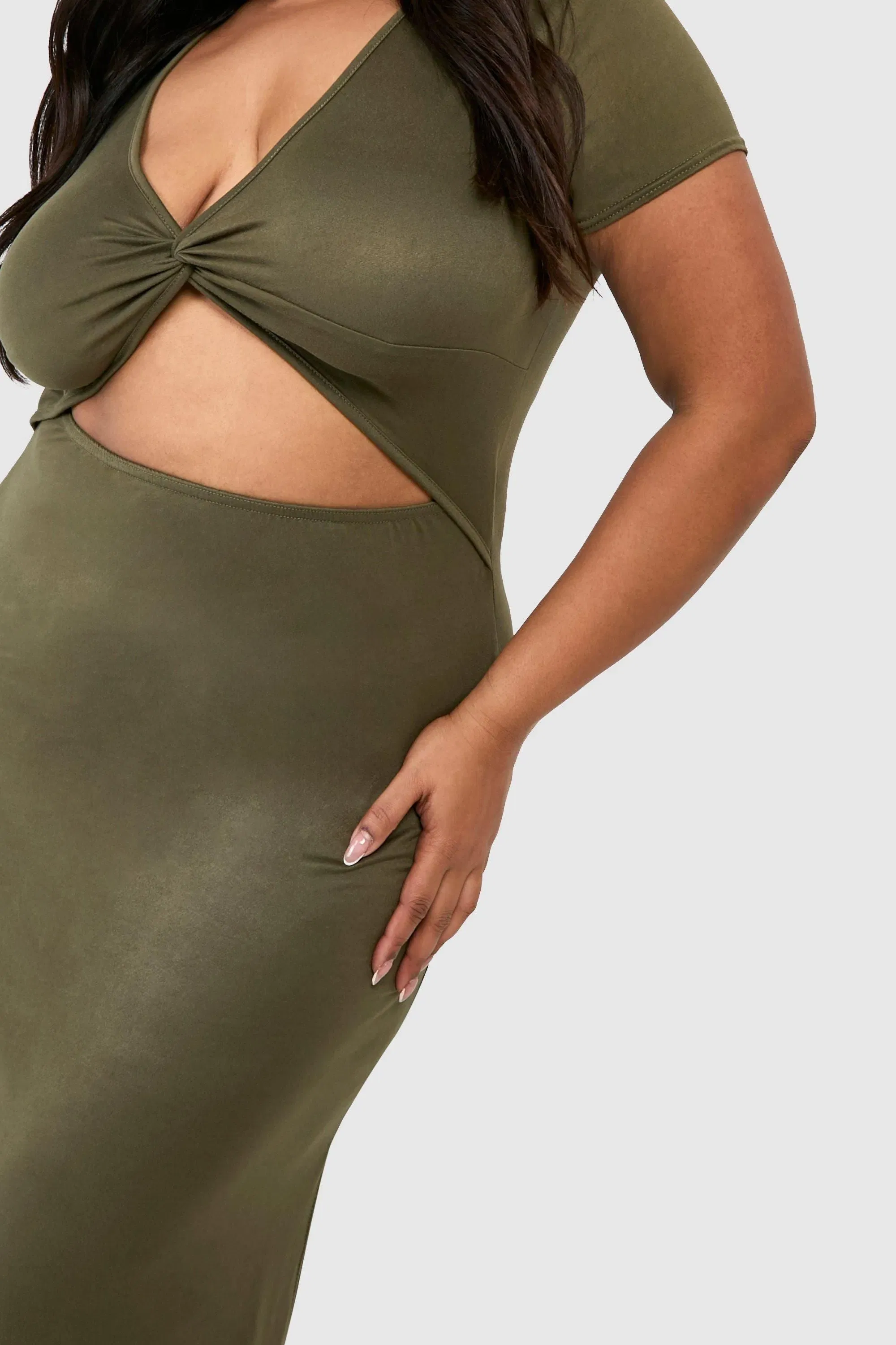 Plus Super Soft Jersey Twist Front Midaxi Dress