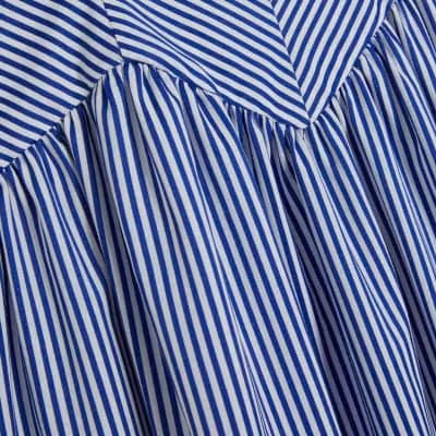 Navy V Neck Stripe Midi Dress