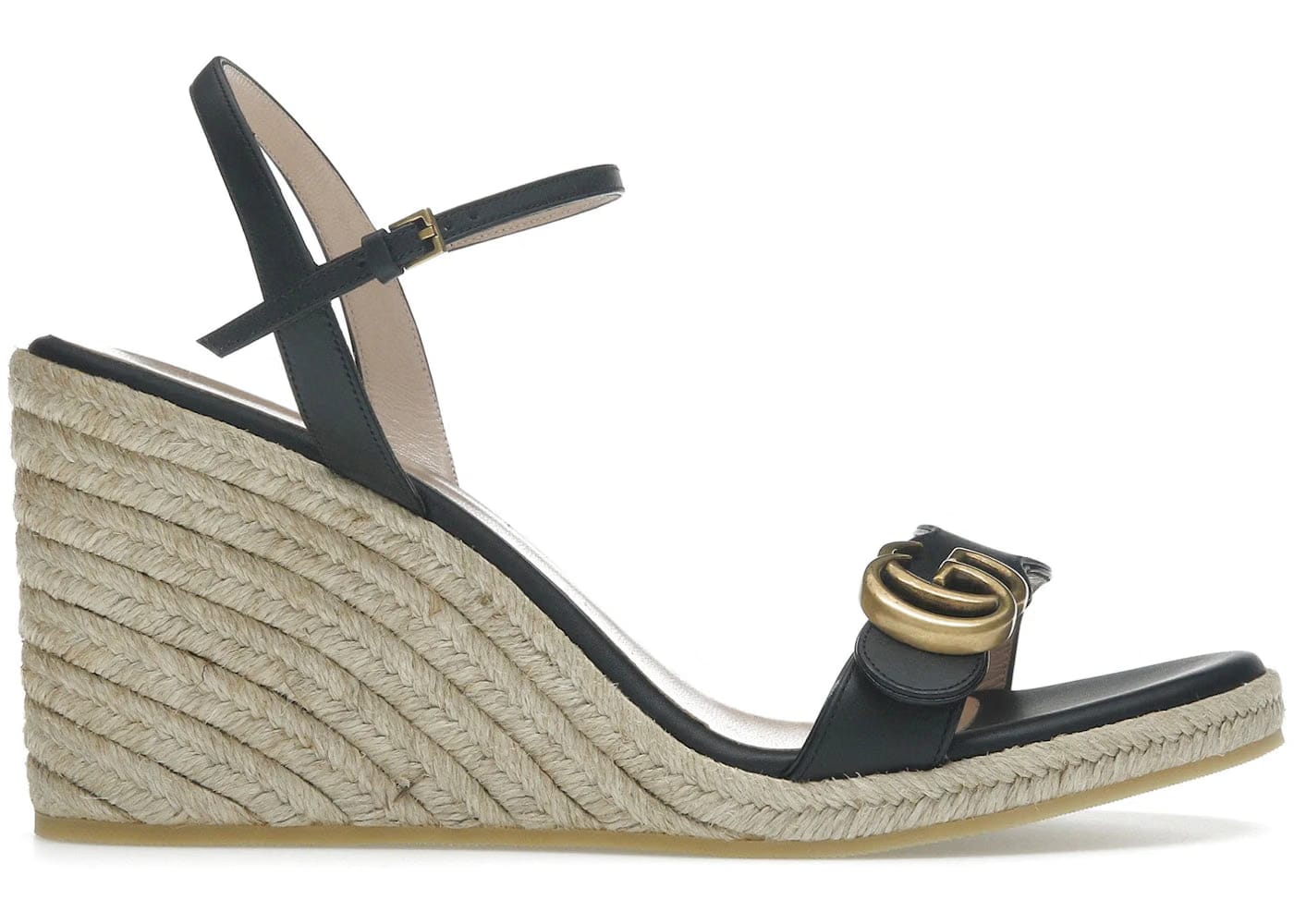 Gucci Double G 95Mm Platform Espadrille Black Leather