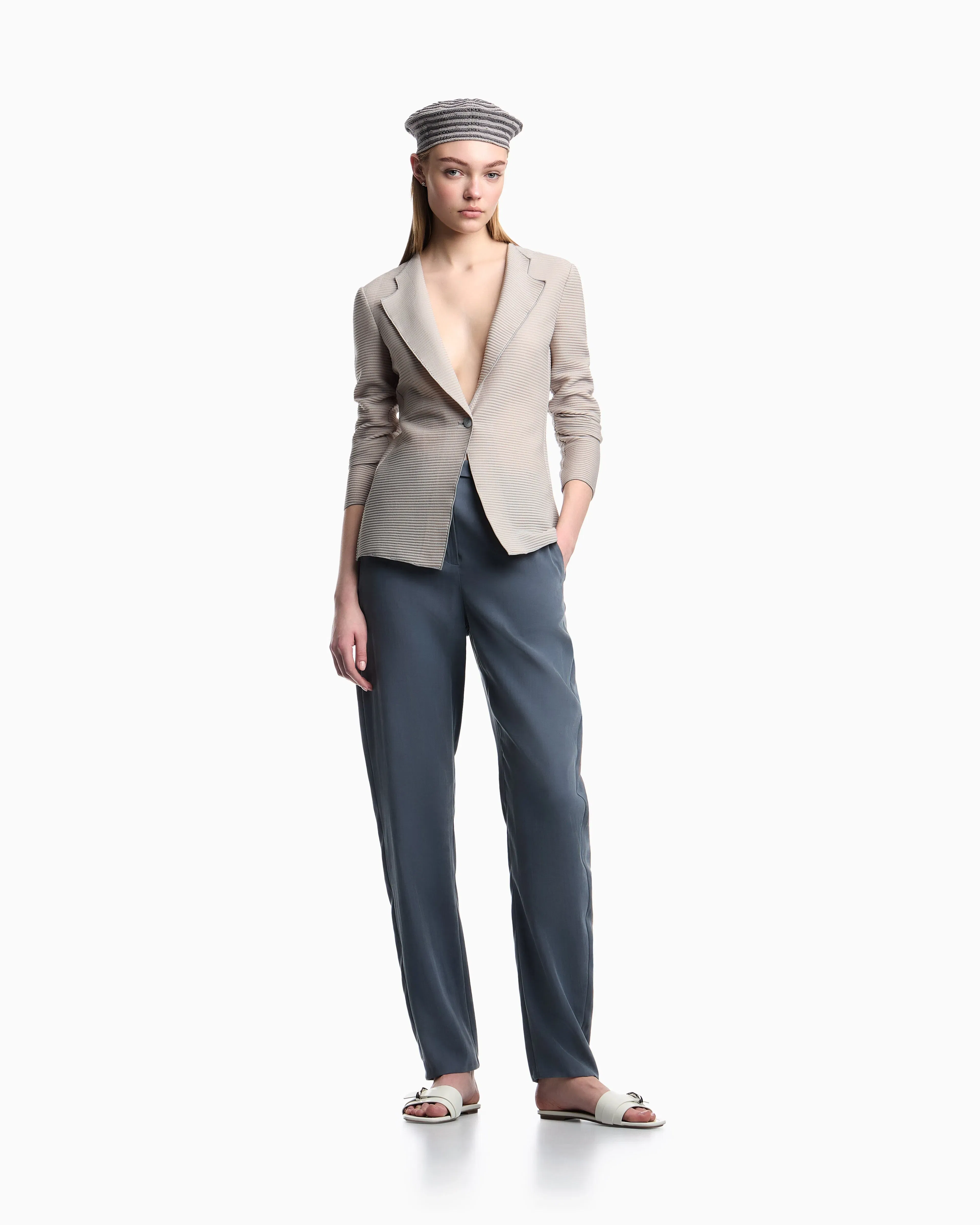 Emporio Armani Jacket with lapels in canneté fabric