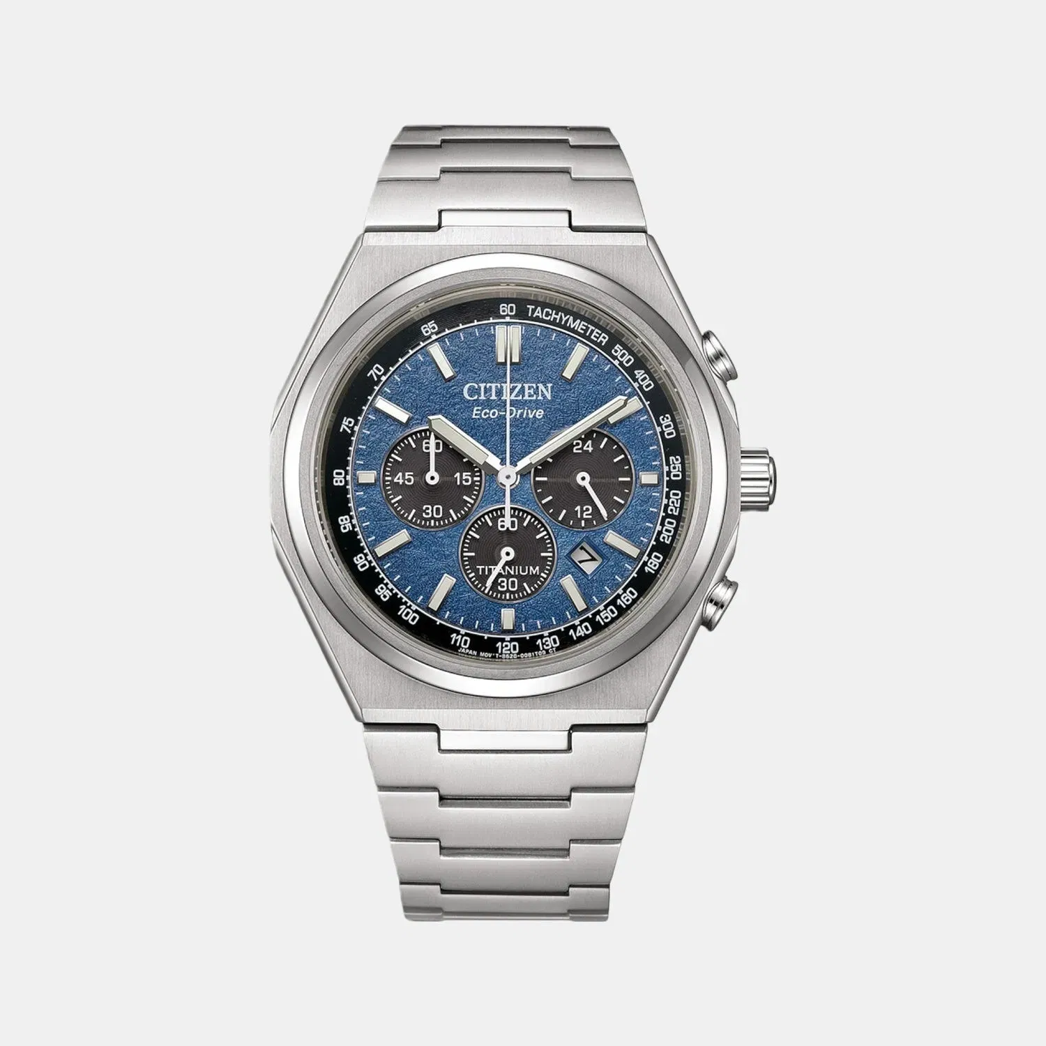 Citizen Zenshin Men Quartz Blue Dial Chronograph Titanium Watch Ca4610-85L