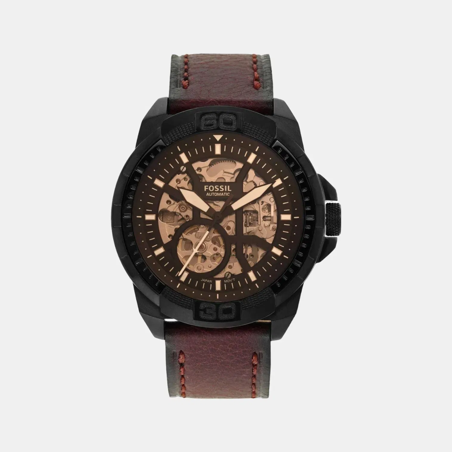 Fossil Bronson Men Automatic Black Dial Analog Leather Watch Me3219