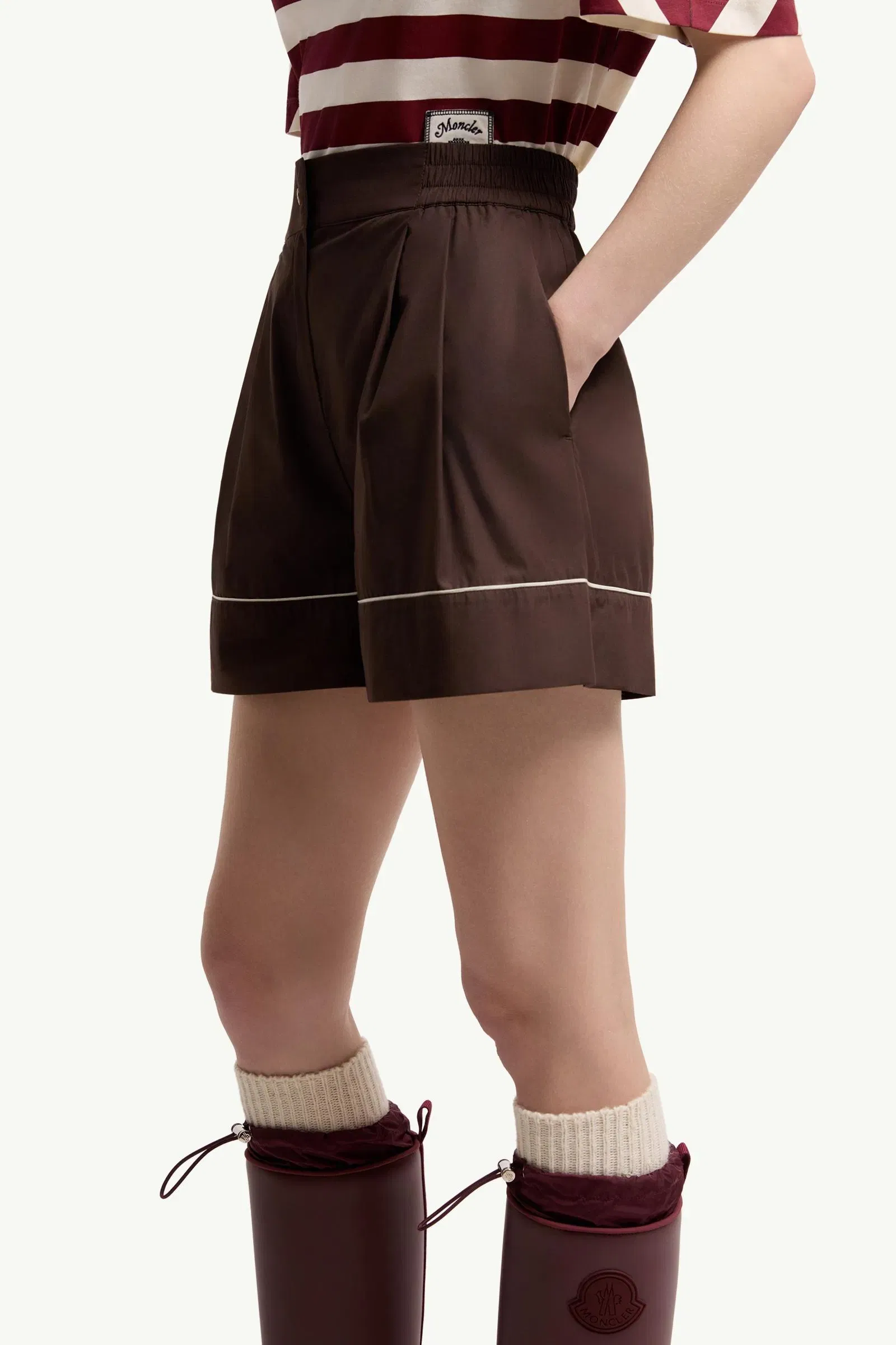 Moncler Tailored Cotton Blend Shorts Brown Brown