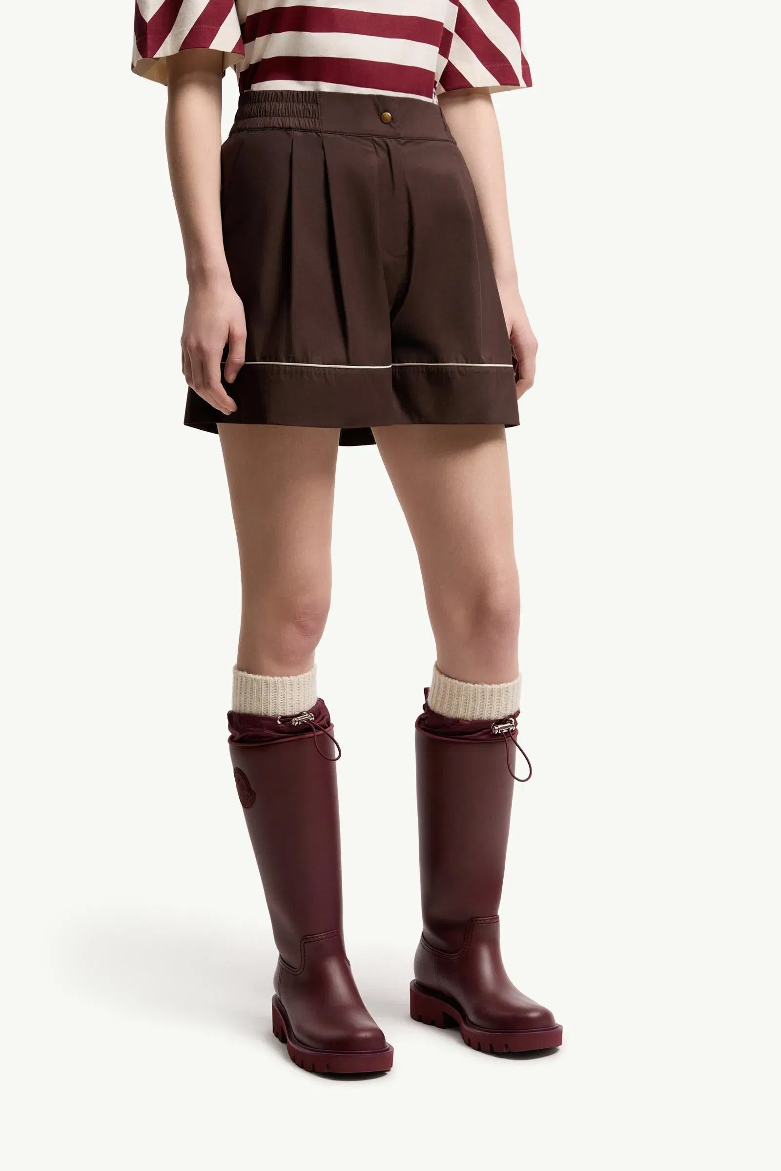 Moncler Tailored Cotton Blend Shorts Brown Brown