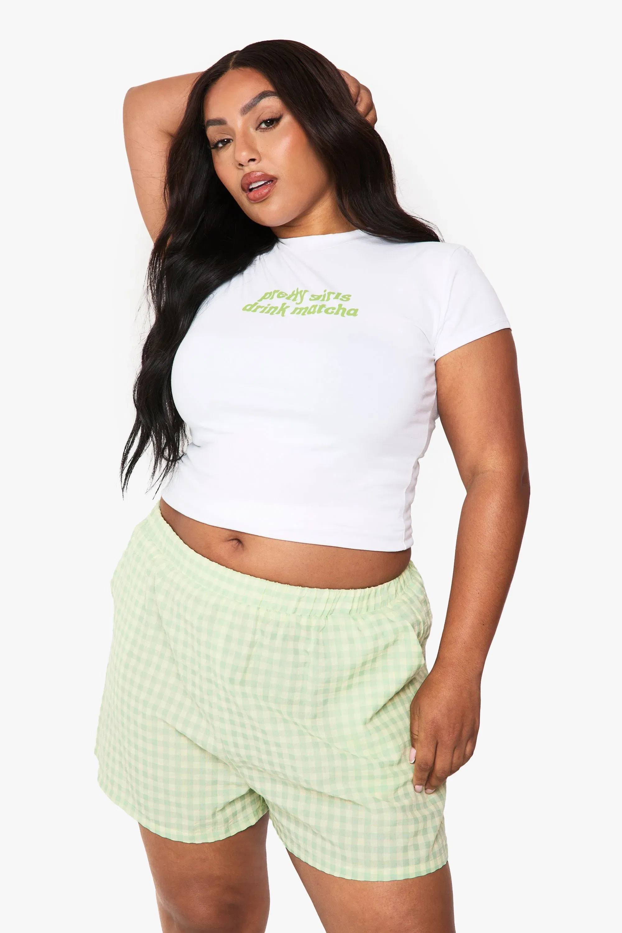 Plus Pretty Girls Drink Matcha Fitted T-Shirt