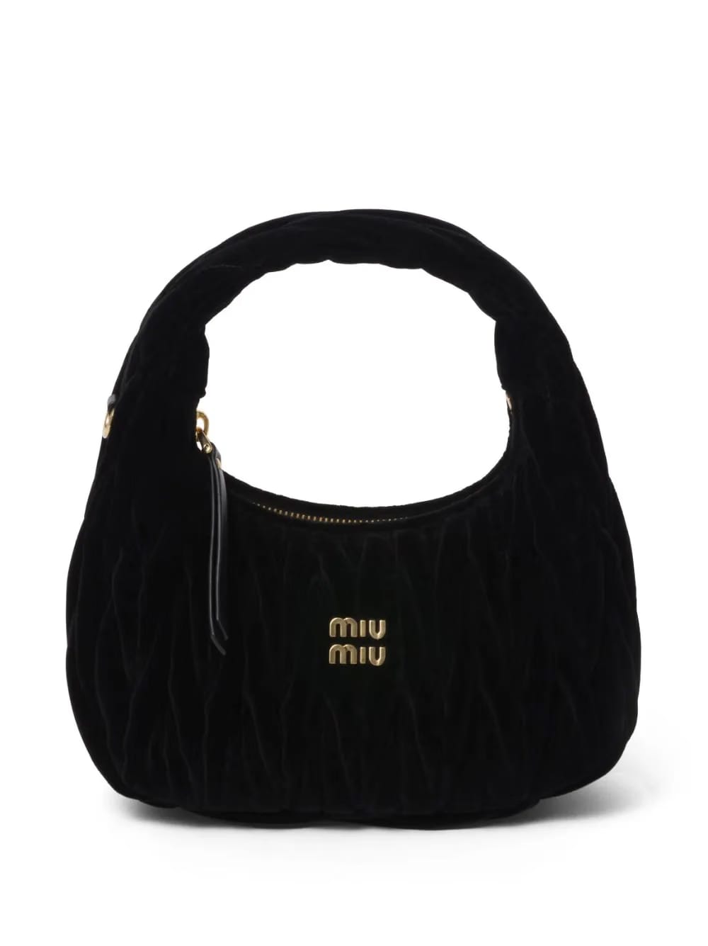 Wander matelassé velvet shoulder bag
