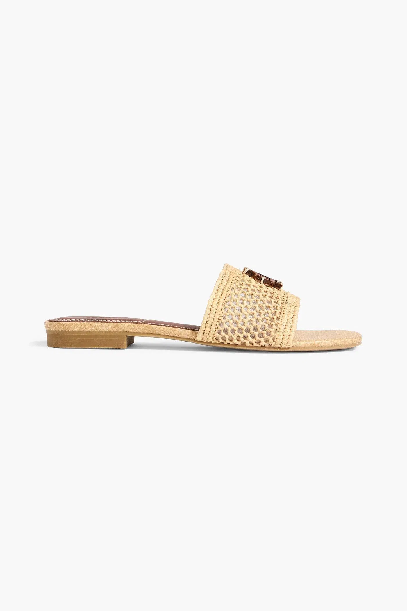 Simkhai Delphi Appliqud Raffia Slides Neutral Women's