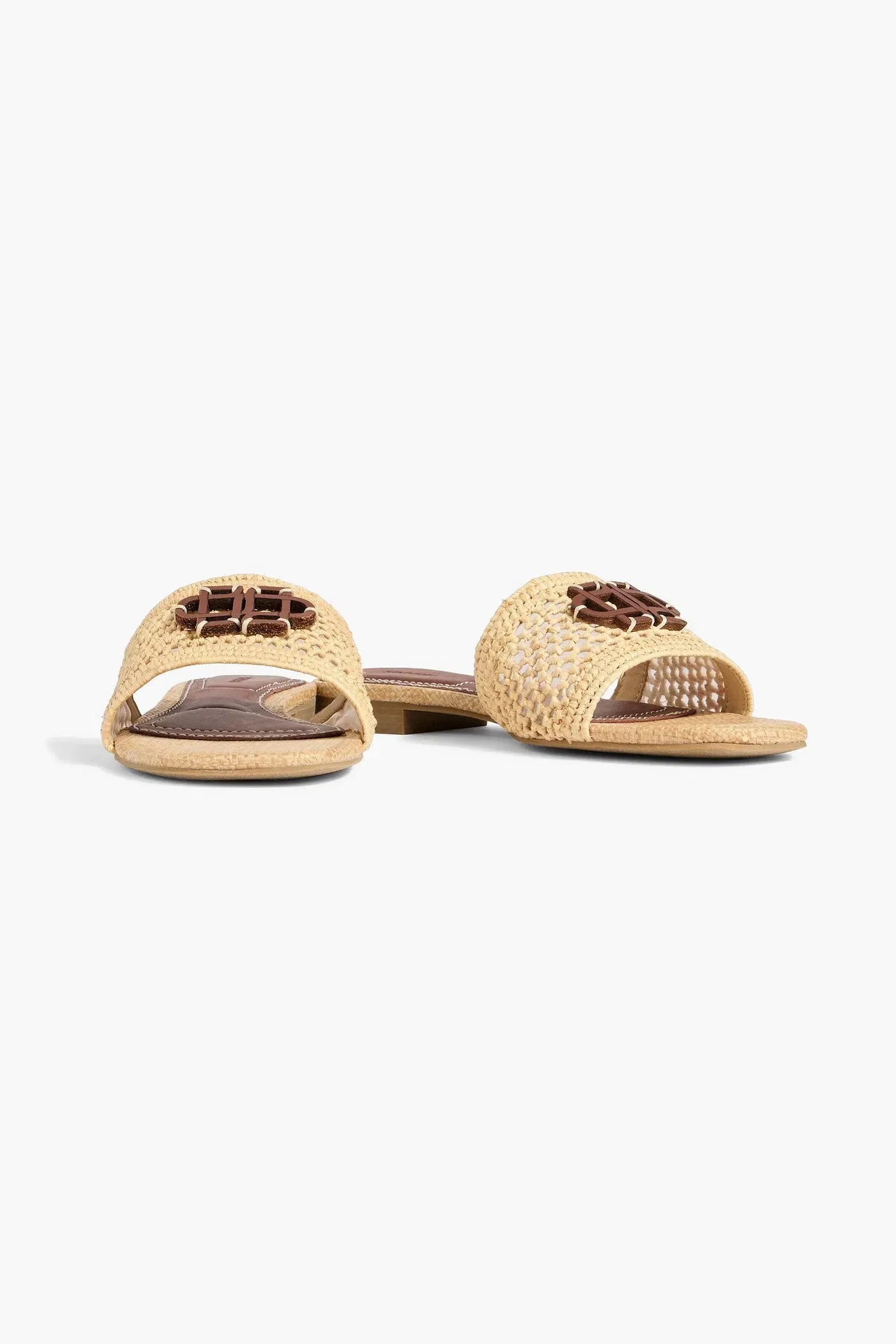 Simkhai Delphi Appliqud Raffia Slides Neutral Women's