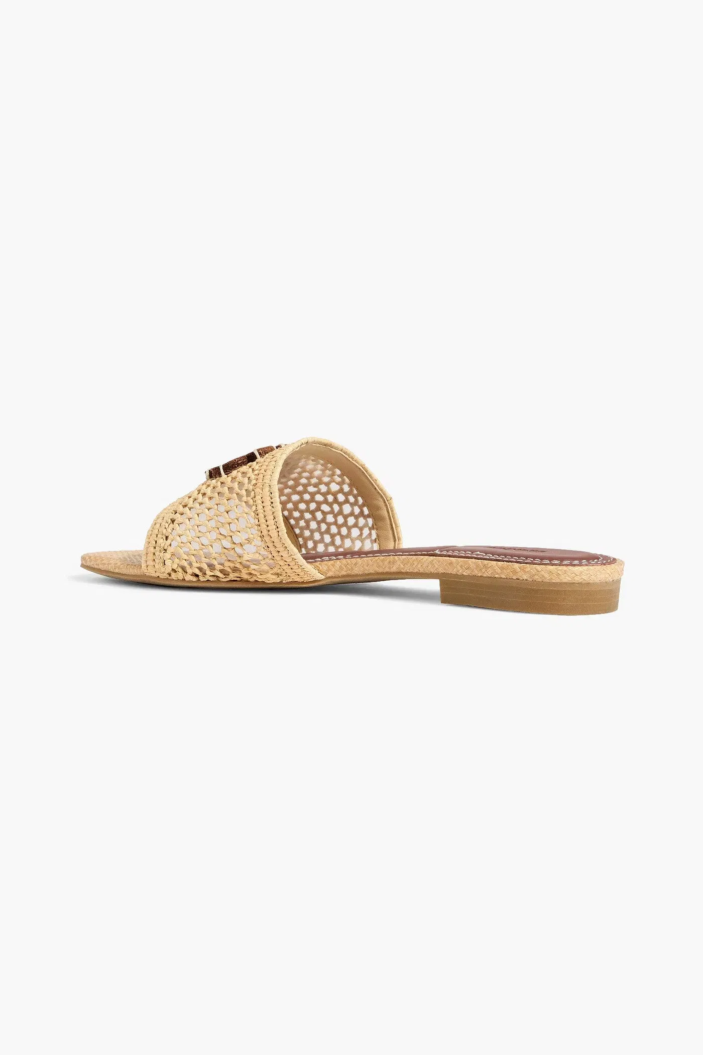Simkhai Delphi Appliqud Raffia Slides Neutral Women's