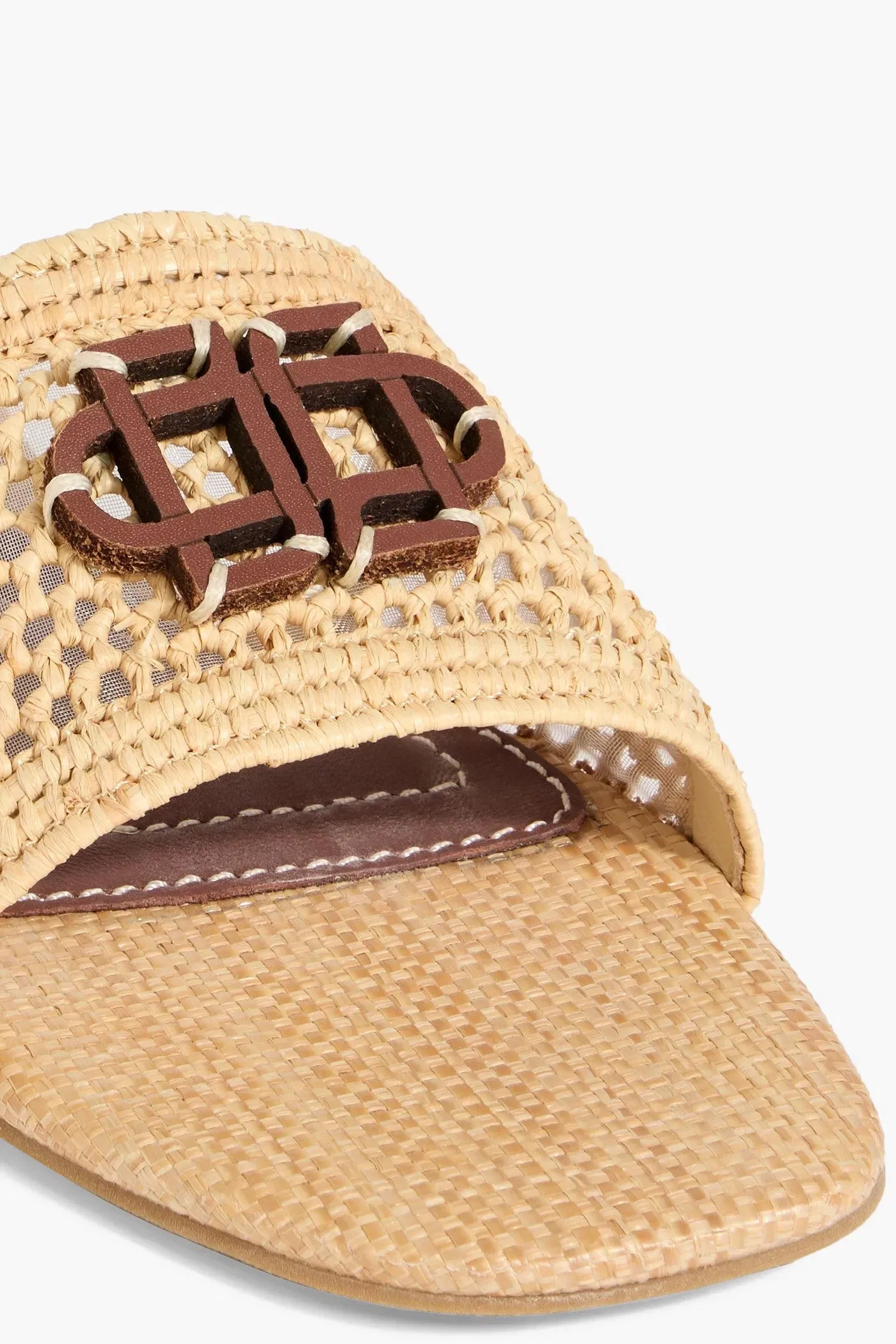 Simkhai Delphi Appliqud Raffia Slides Neutral Women's
