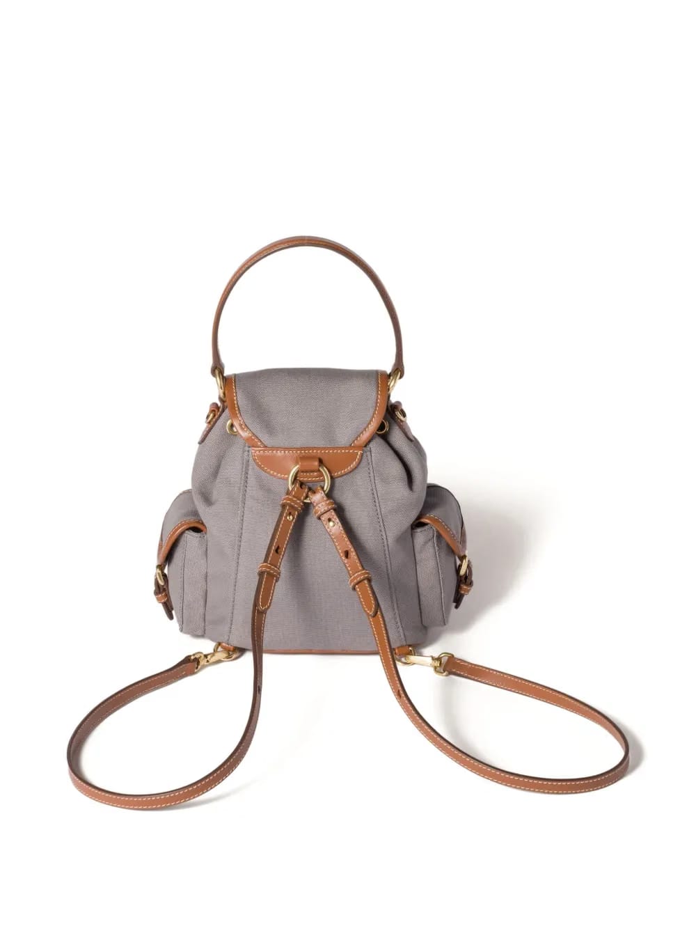 leather-trimmed canvas backpack