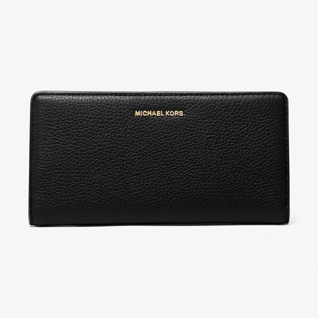 Michael Kors Bryant Large Pebbled Leather Snap-Front Wallet Black