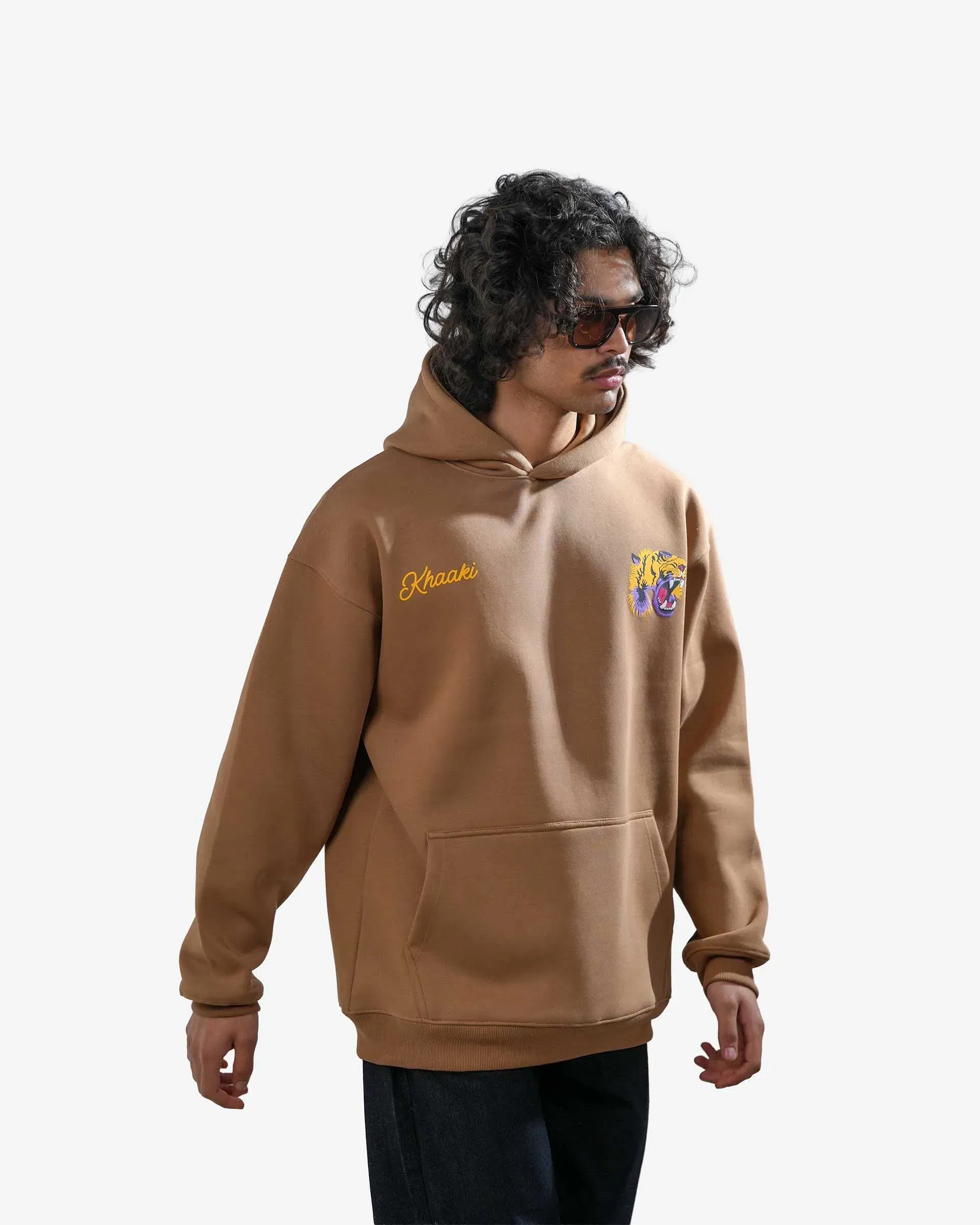 Ruthless - Khaki Oversized Printed Hoodie