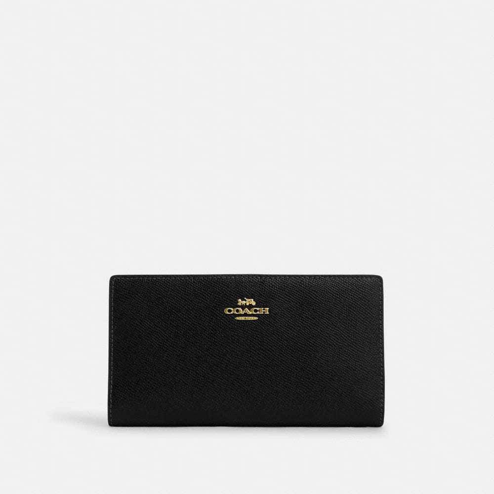 Coach Slim Zip Wallet Gold Black