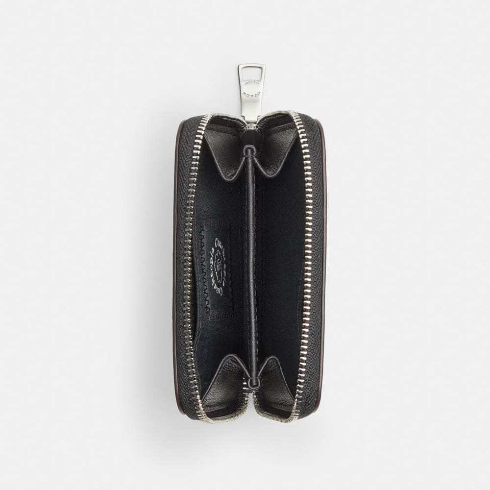 Coach Zip Around Wallet In Checkerboard Upcrafted Leather Black Chalk