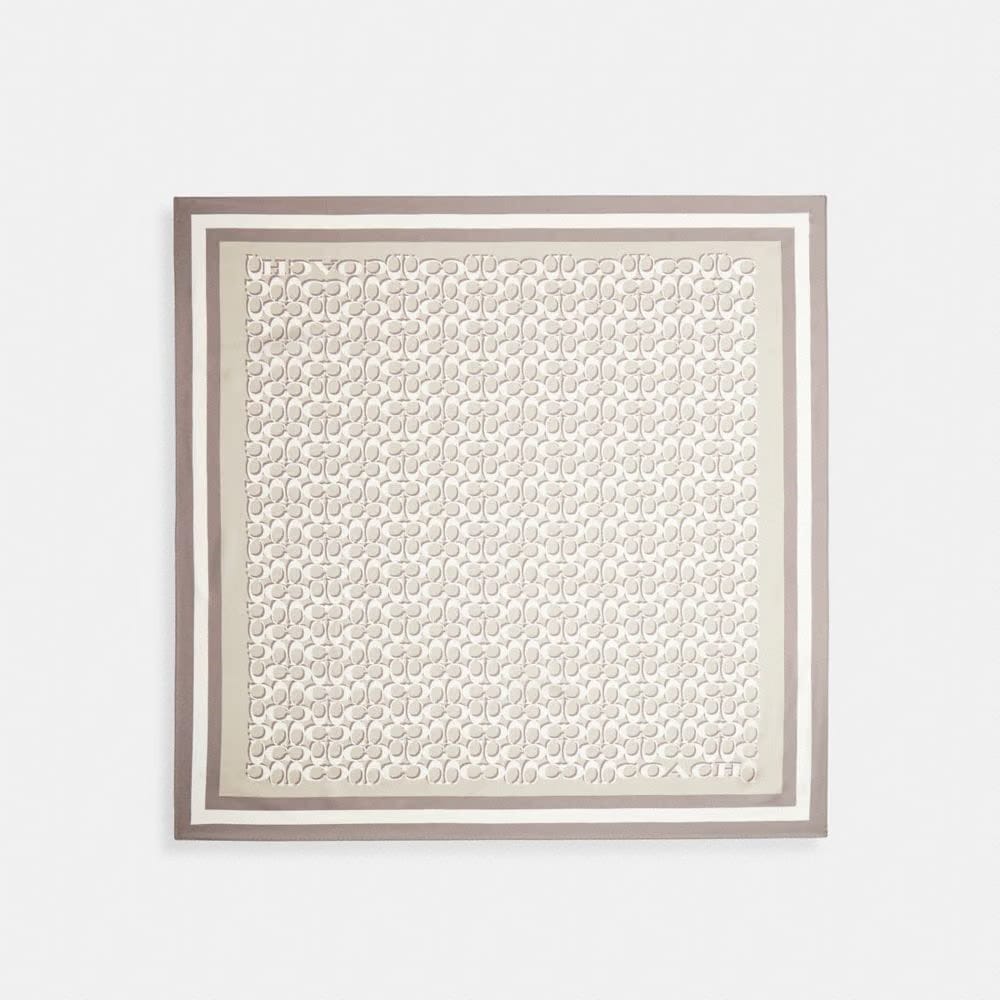 Coach Signature Silk Square Scarf Bone