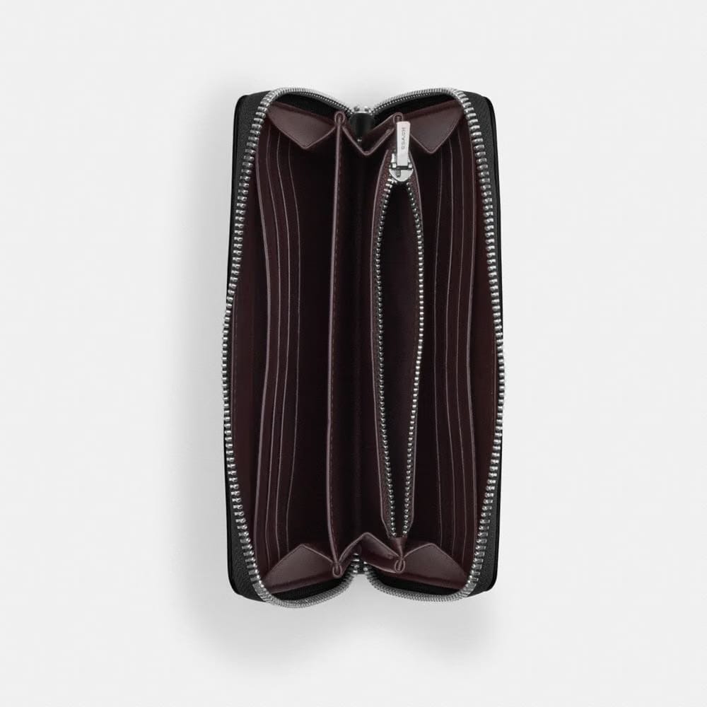 Coach Long Zip Around Wallet Silver Black