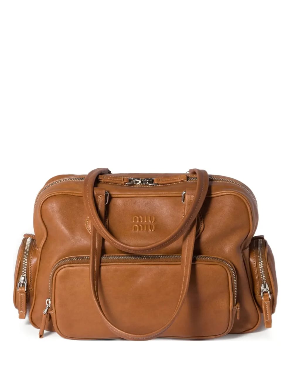 Pocket leather zipped tote bag