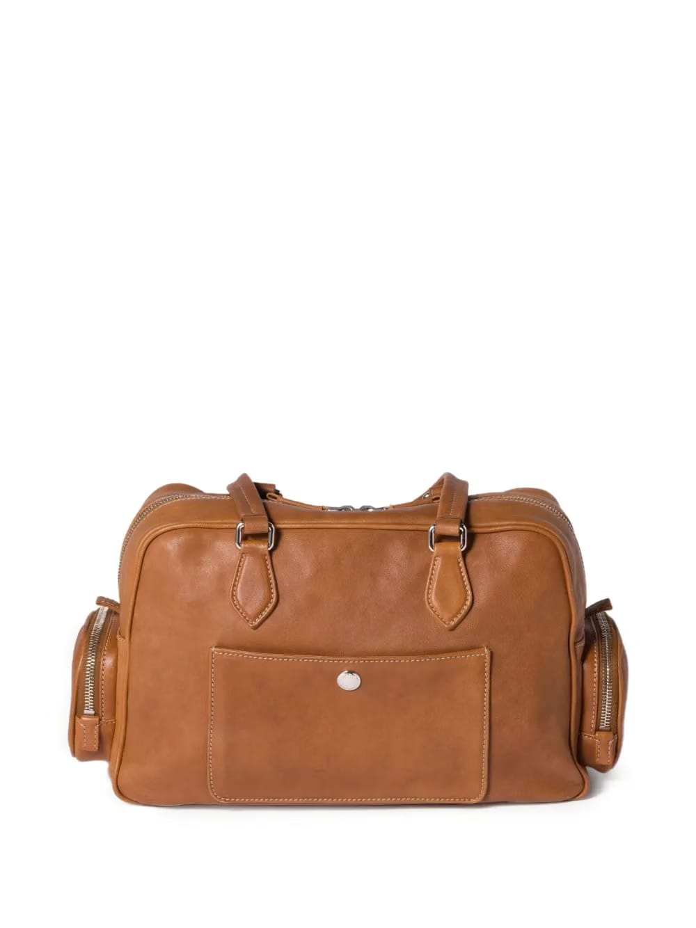 Pocket leather zipped tote bag