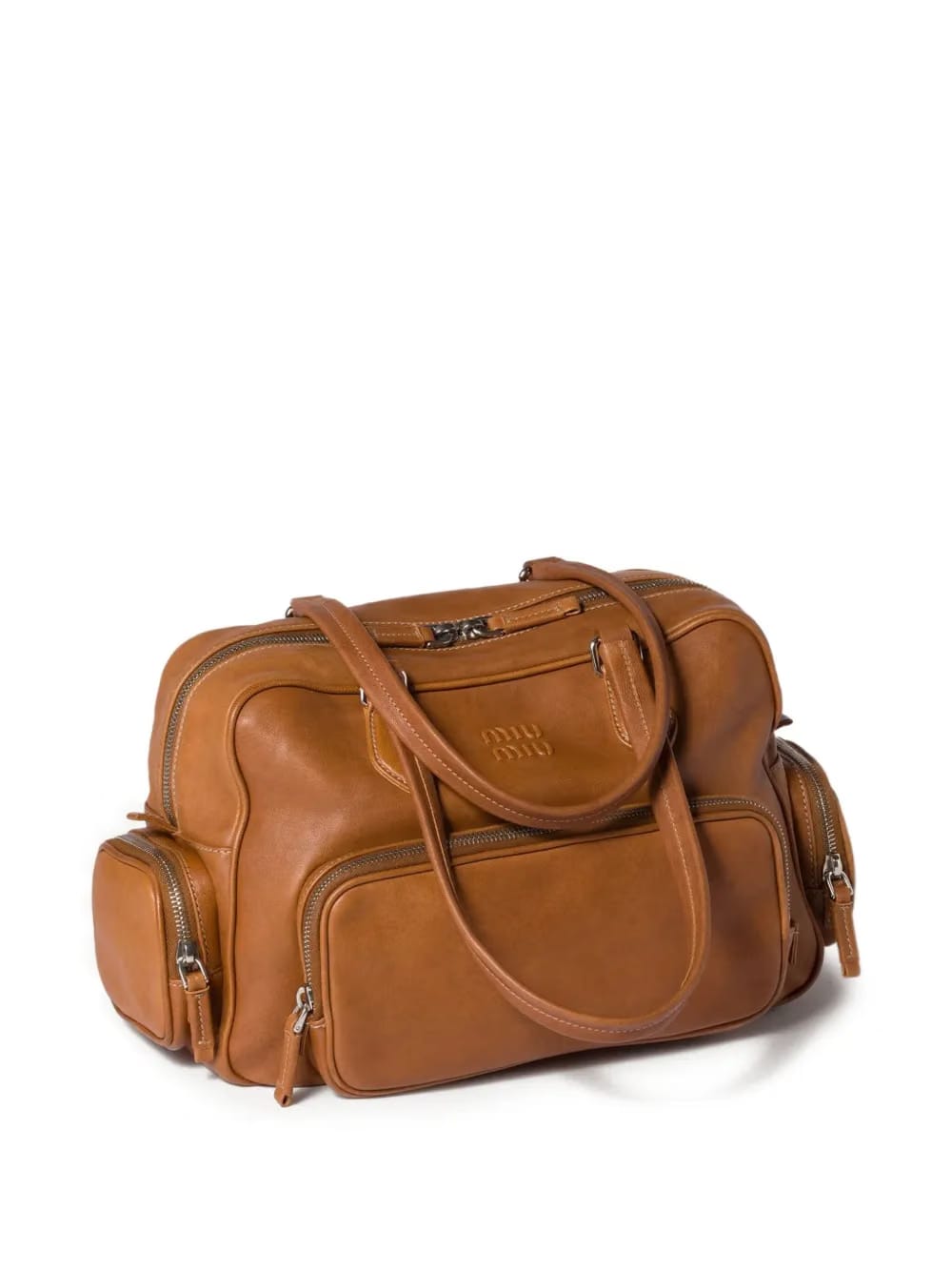Pocket leather zipped tote bag