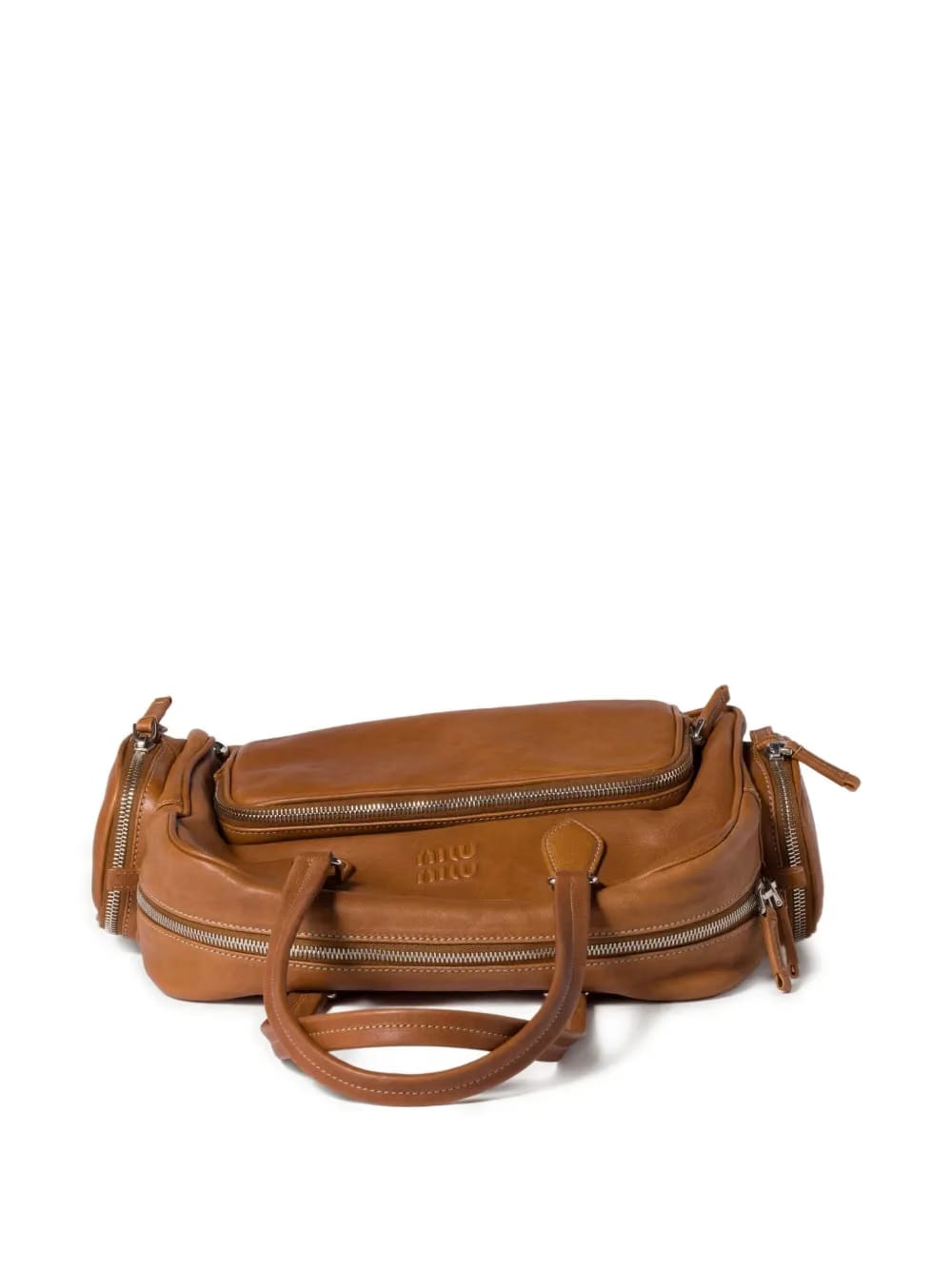Pocket leather zipped tote bag