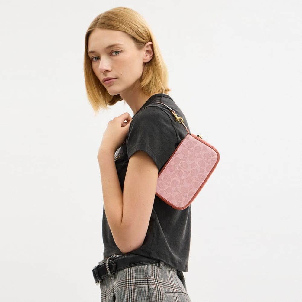 Coach Plaza Bag 18 In Signature Canvas Brass Melon Pink