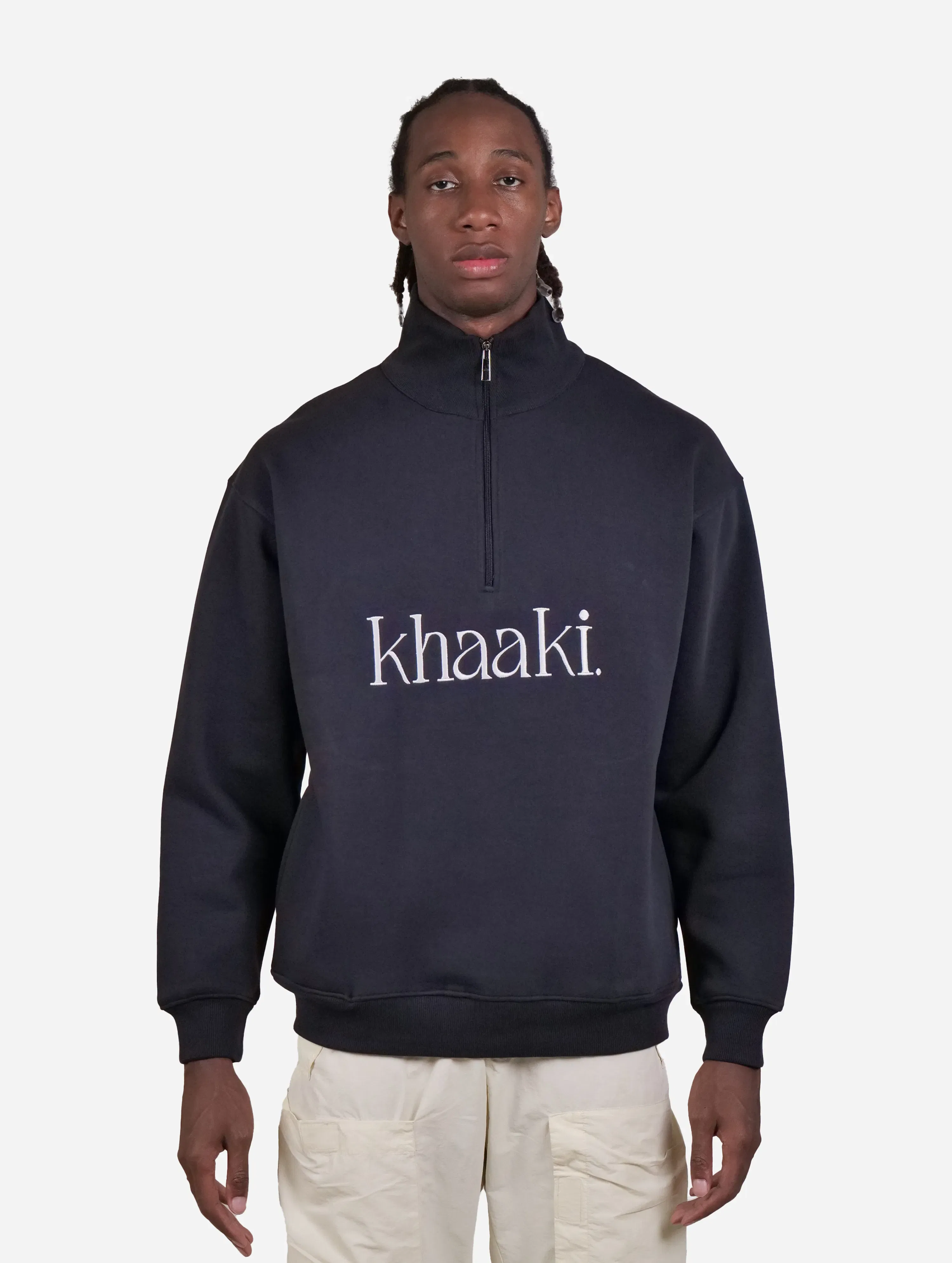 God's Child - Navy Blue Quarter Zip Drop Shoulder Unisex Oversized Sweatshirt