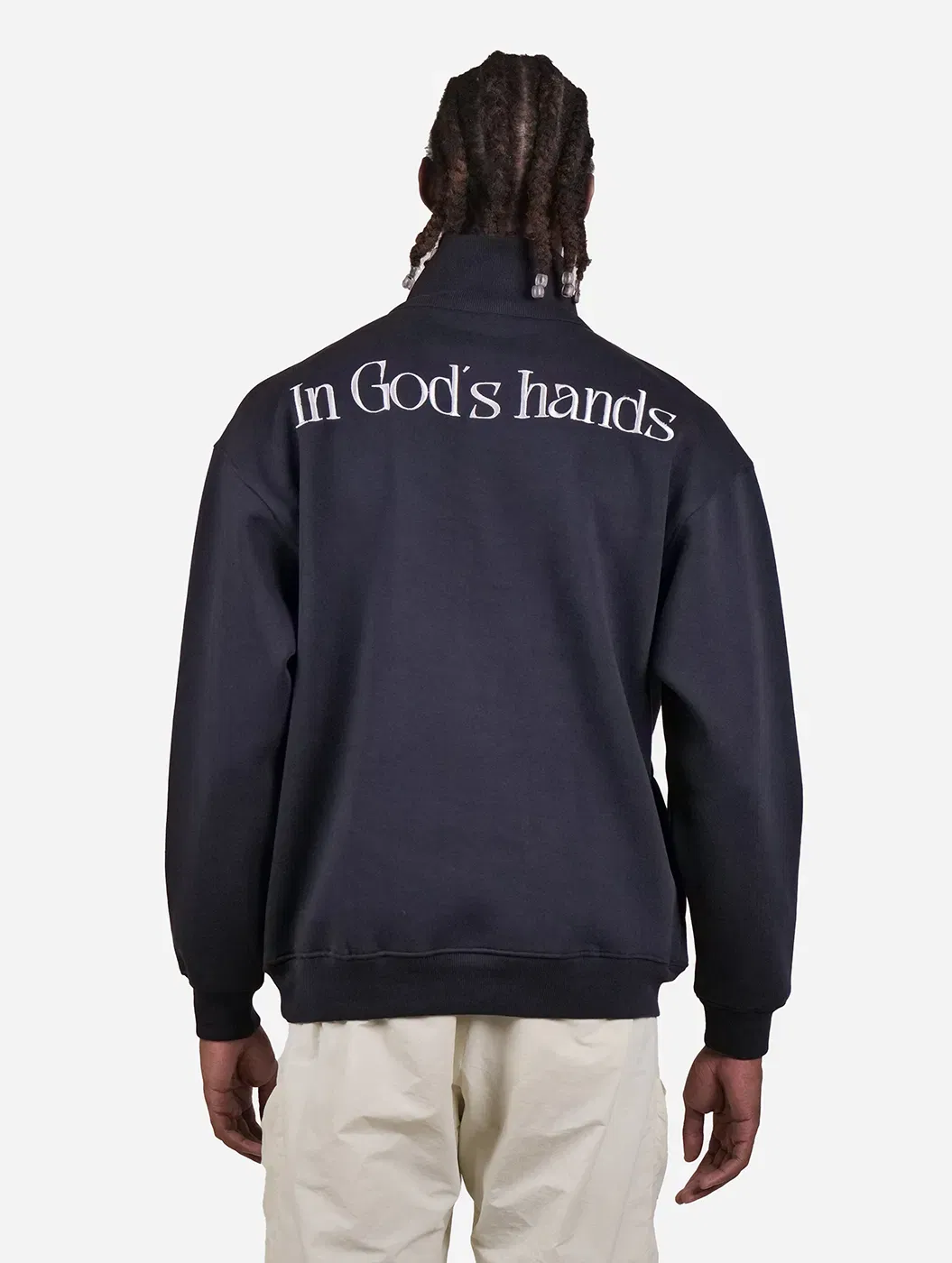 God's Child - Navy Blue Quarter Zip Drop Shoulder Unisex Oversized Sweatshirt