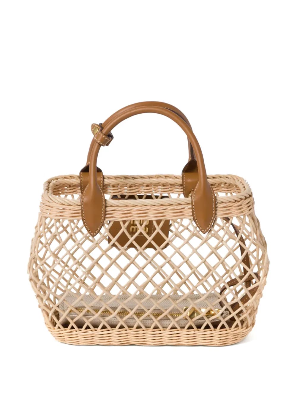 logo-appliqué interwoven tote bag