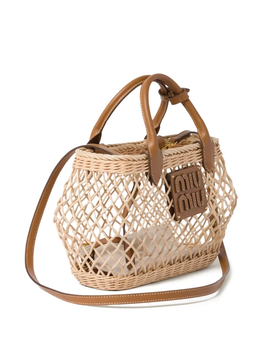 logo-appliqué interwoven tote bag
