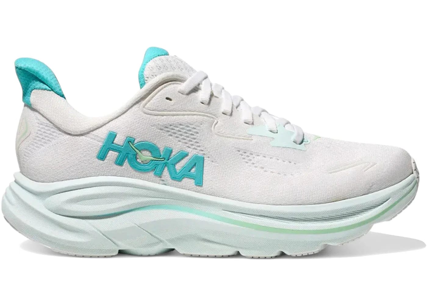 Hoka One One Clifton 10 White Cielo Blue Womens