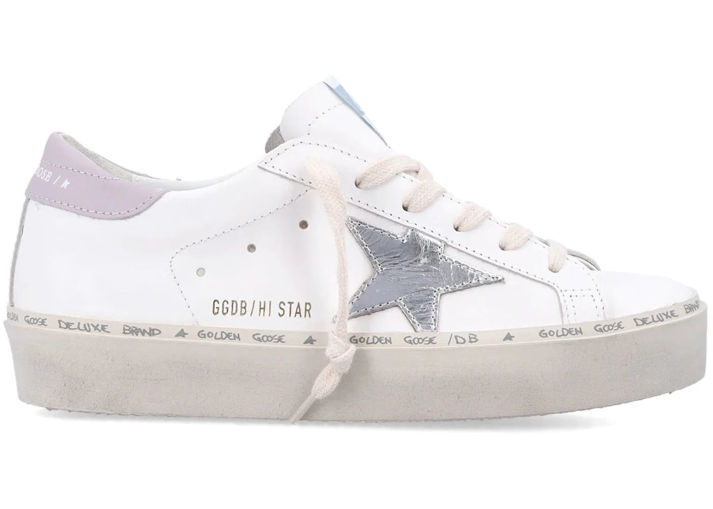 Golden Goose Hi Star White Silver Lilac Womens