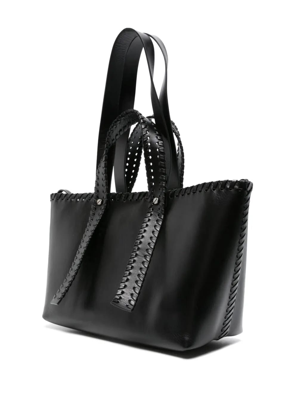 Arrows-stitch leather tote bag