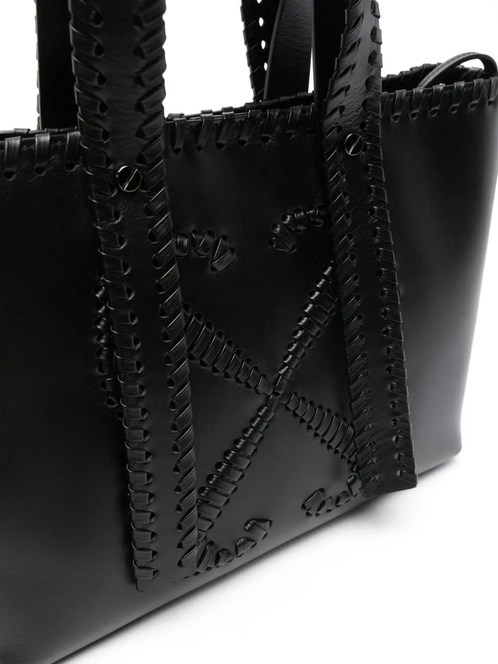Arrows-stitch leather tote bag