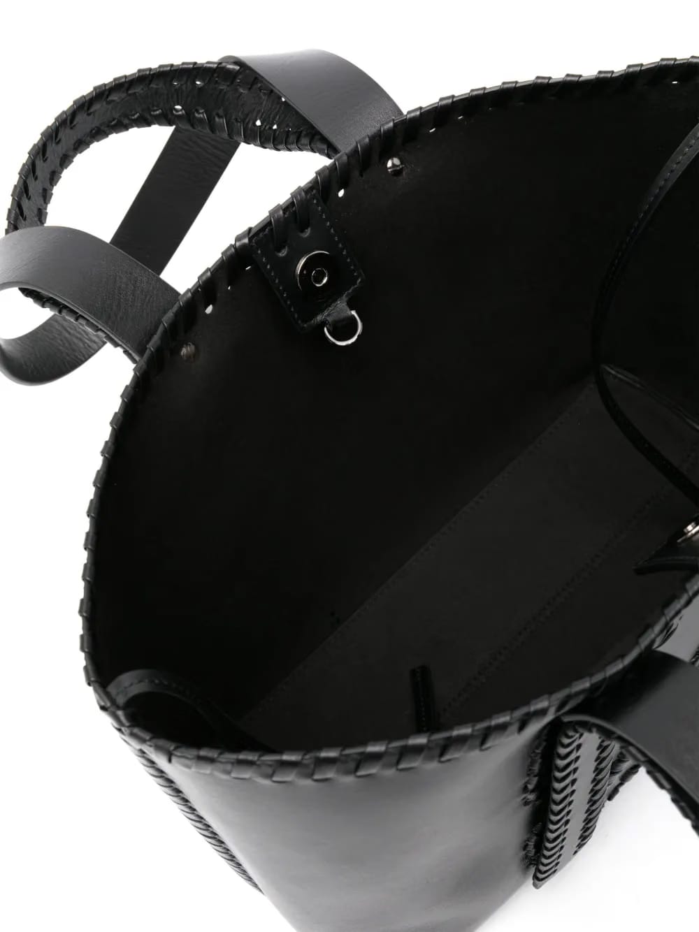 Arrows-stitch leather tote bag