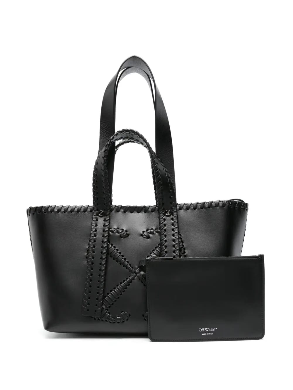 Arrows-stitch leather tote bag