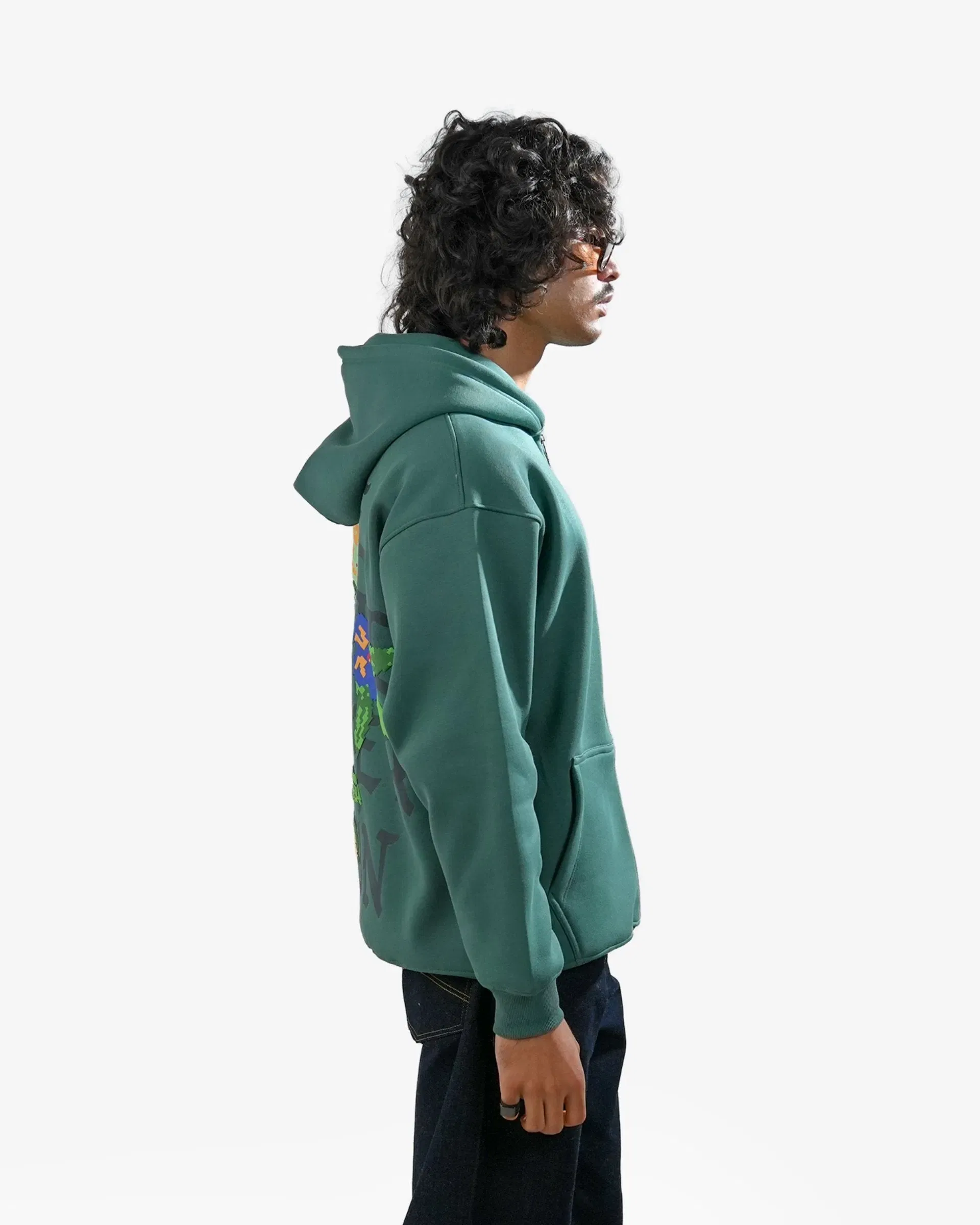 Smell After Rain - Teal Oversized Zipper Hoodie