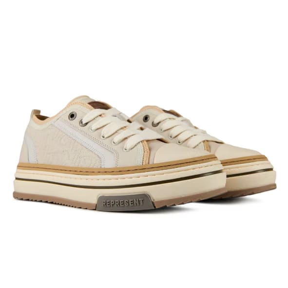 REPRESENT Men's X Low Trainers, Layered Design, Chunky Laces 'Vintage White'